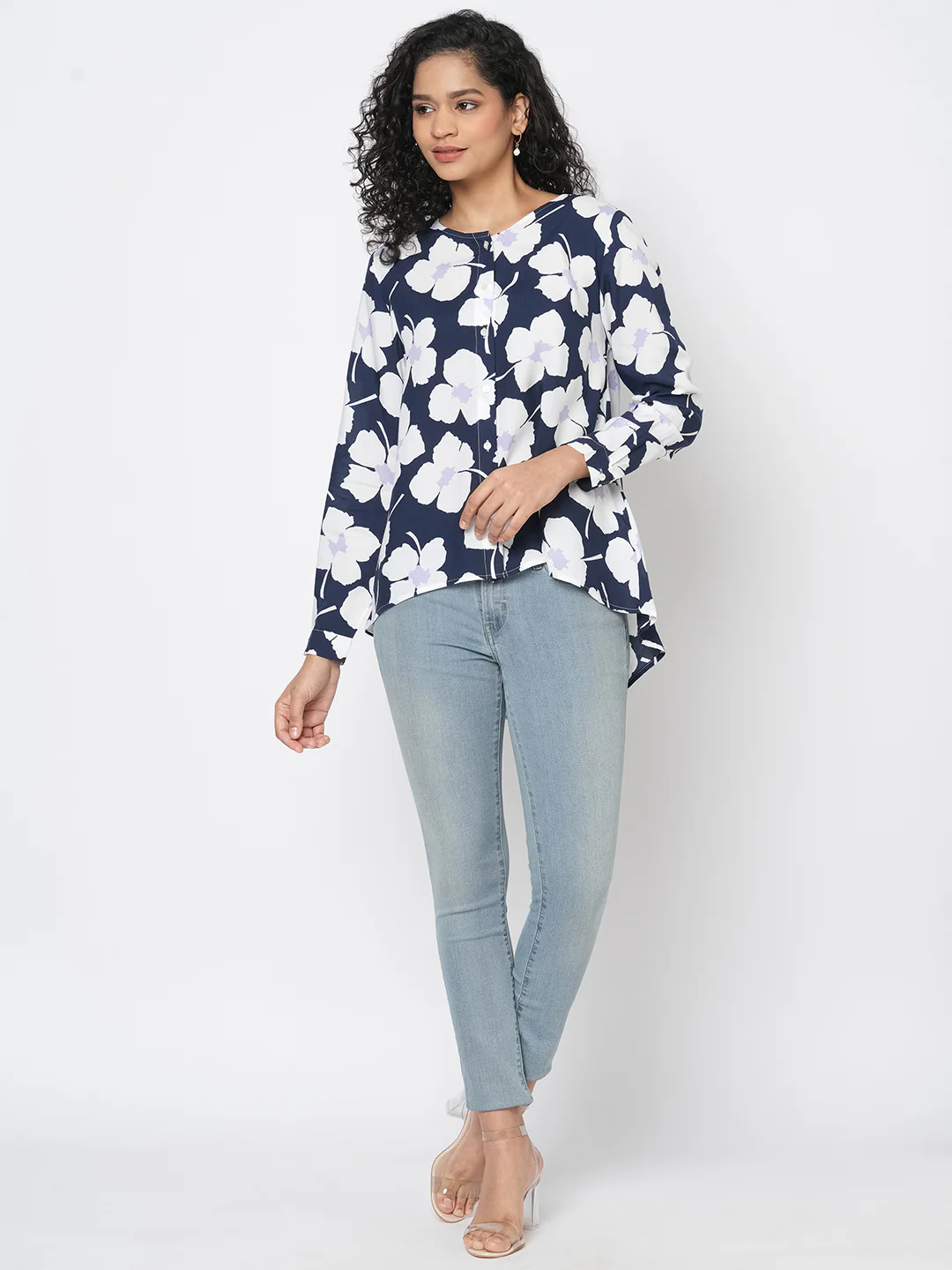 Women's Navy Modal Regular Fit Blouse - Image 5