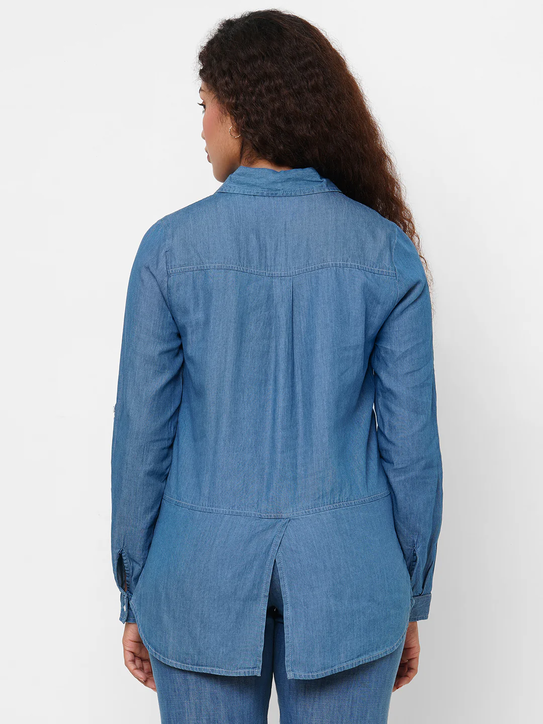 Women's Denim Cotton Viscose Regular Fit Blouse - Image 4