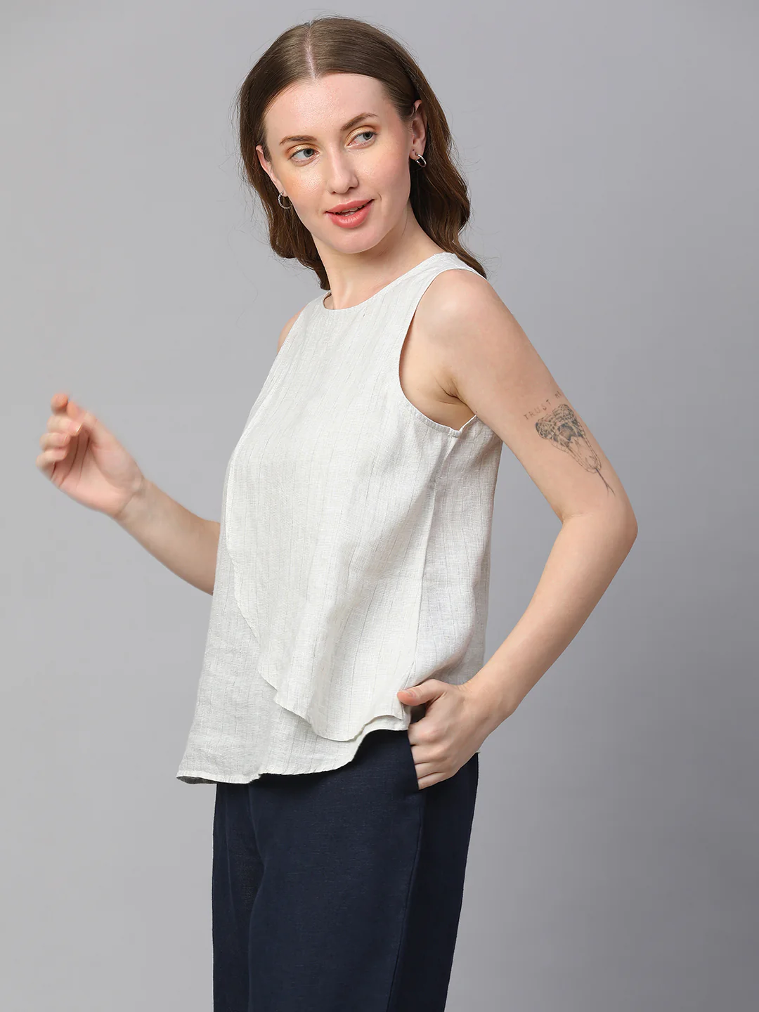 Women's Natural Linen Regular Fit Blouse - Image 3