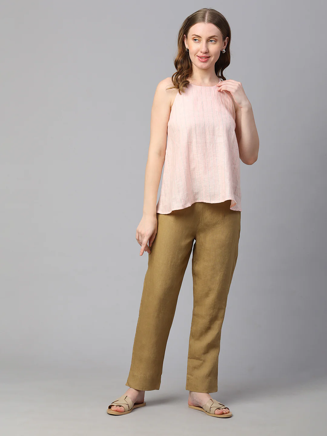 Women's Rose 100% Linen Regular Fit Blouse - Image 2