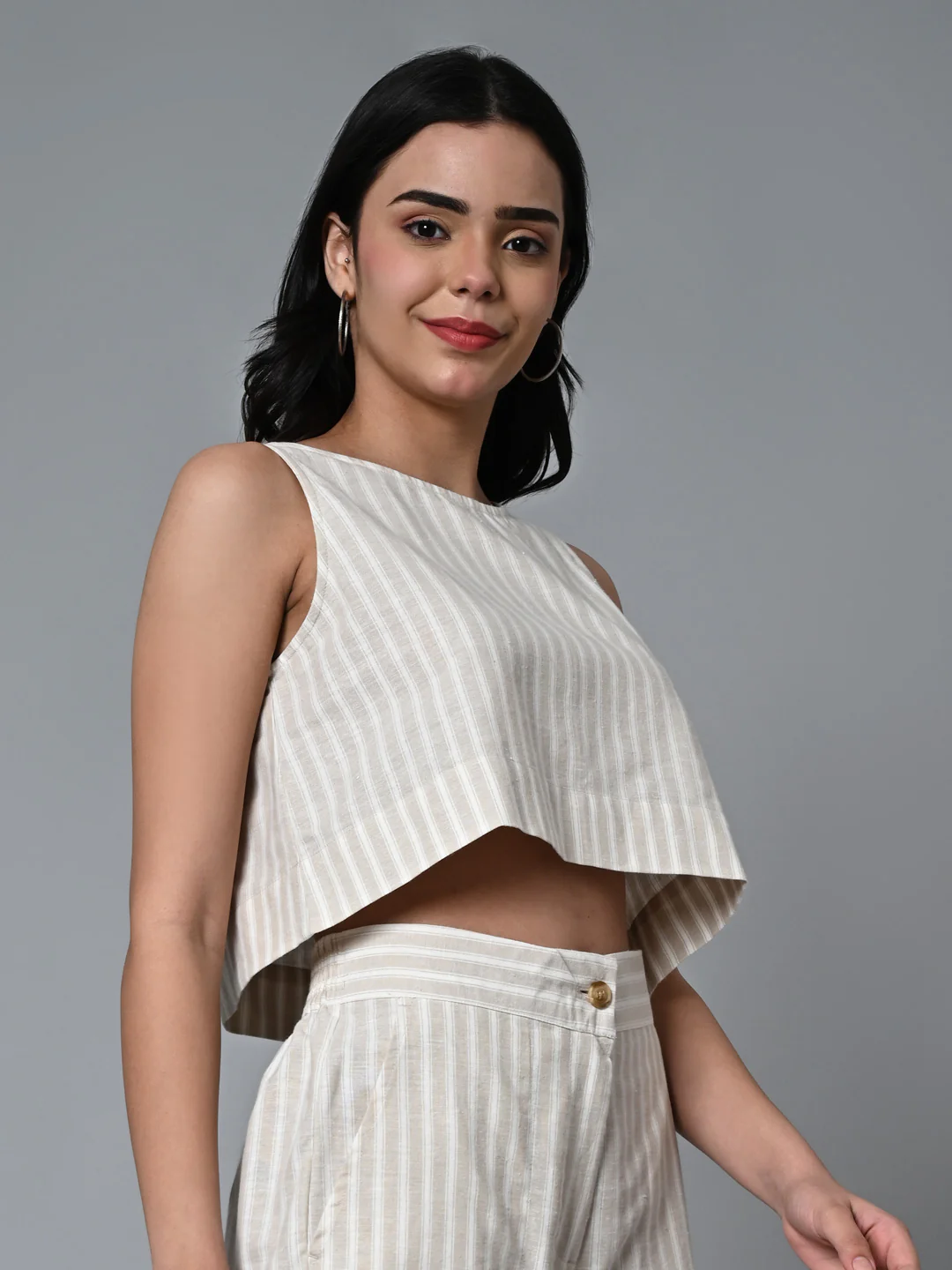 Women's Khaki Cotton Linen Regular Fit Blouse - Image 5
