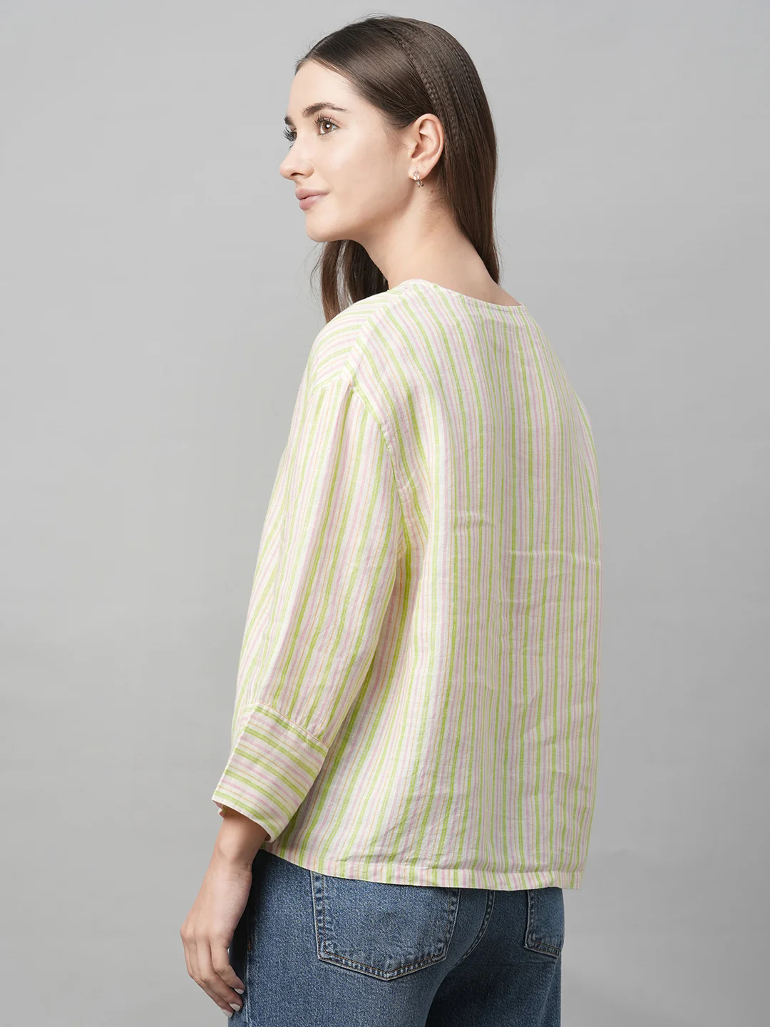 Women's Multi Linen Boxy Fit Blouse - Image 5