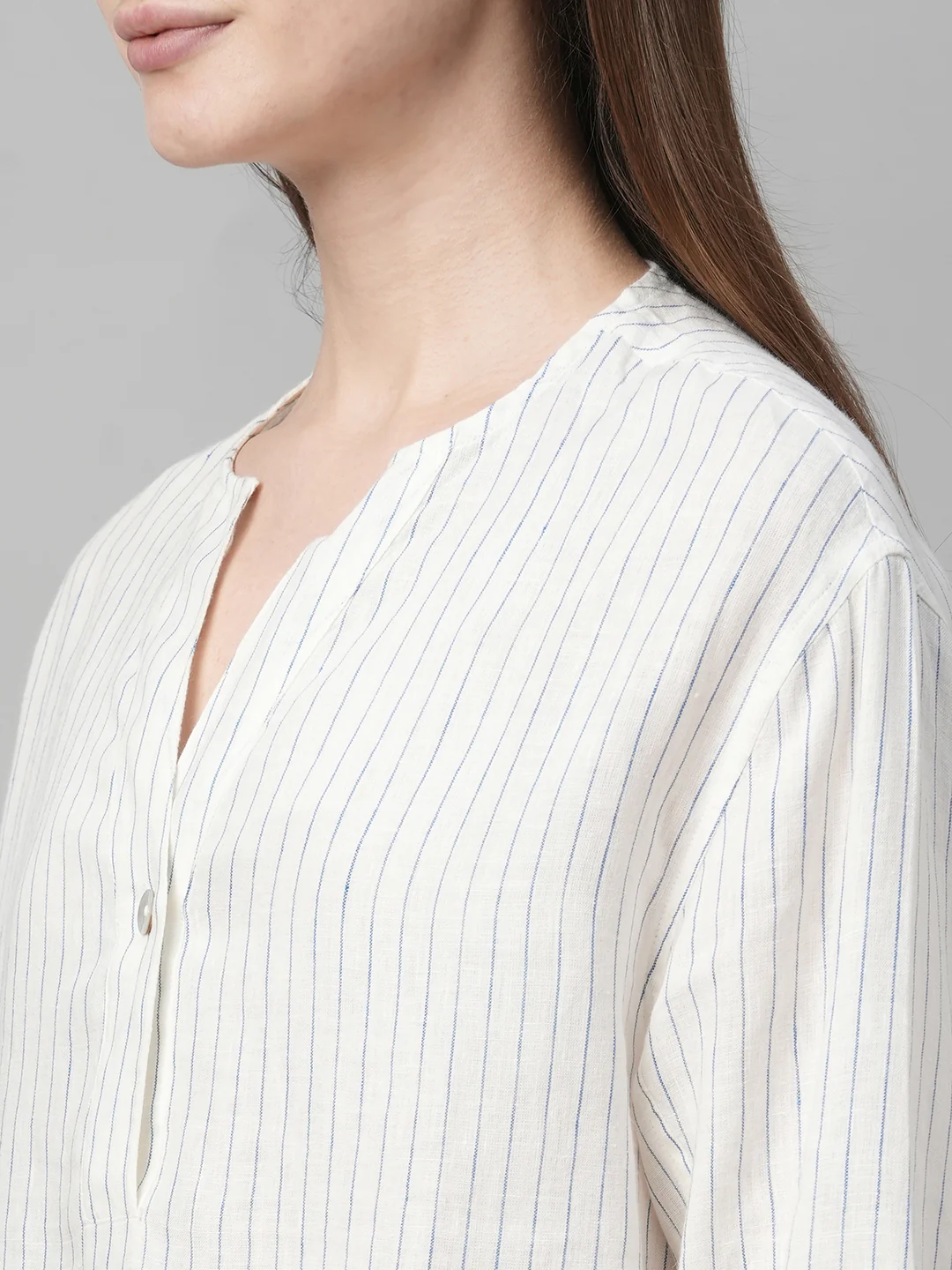Women's White Linen Boxy Fit Blouse - Image 7