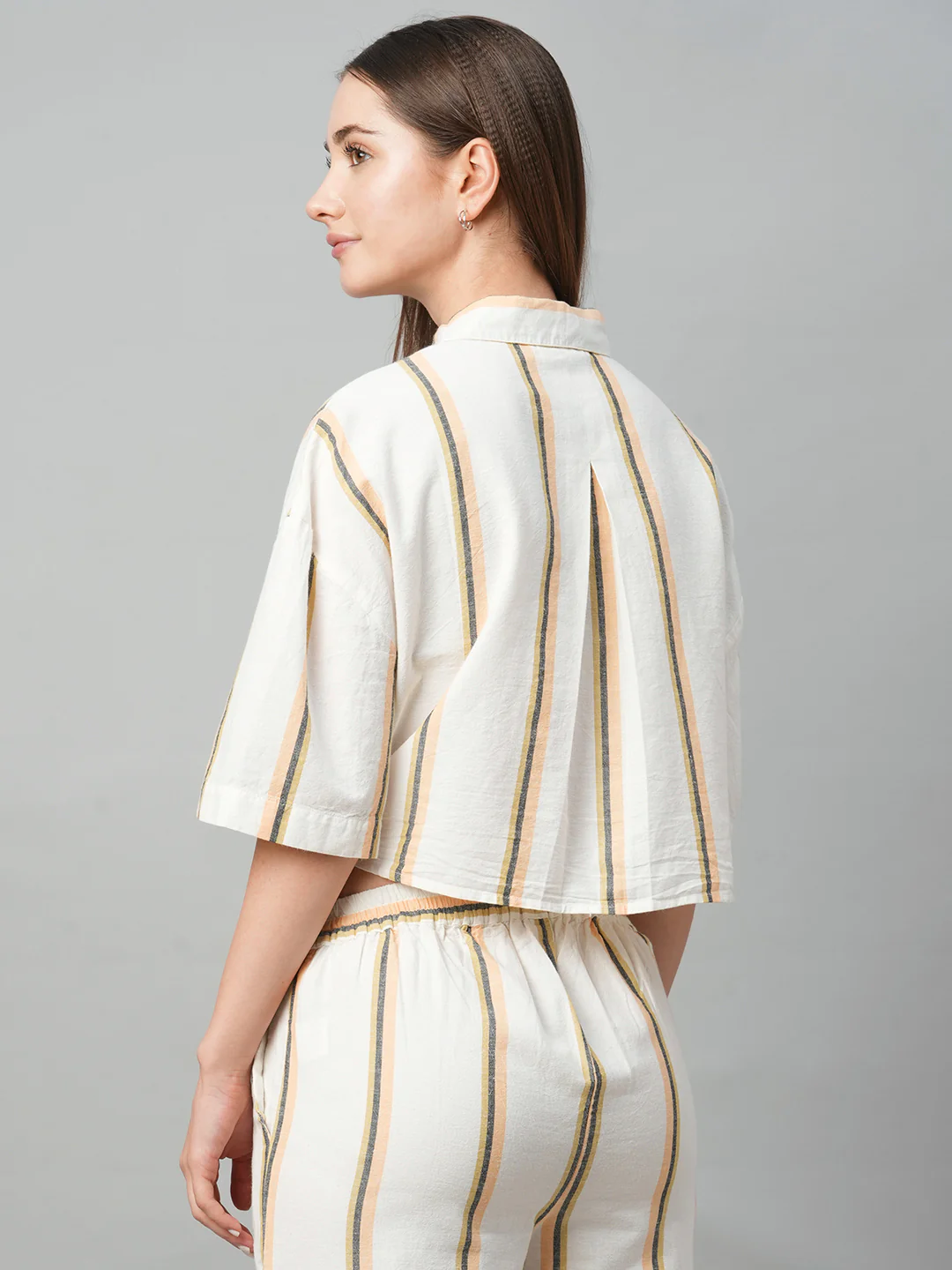 Women's Yellow Striped Linen Top - Image 6