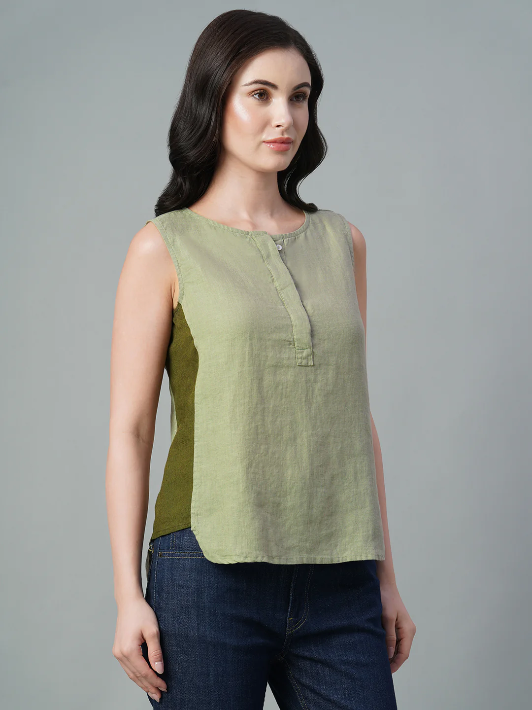 Women's Sage 100% Linen Regular Fit Blouse - Image 4