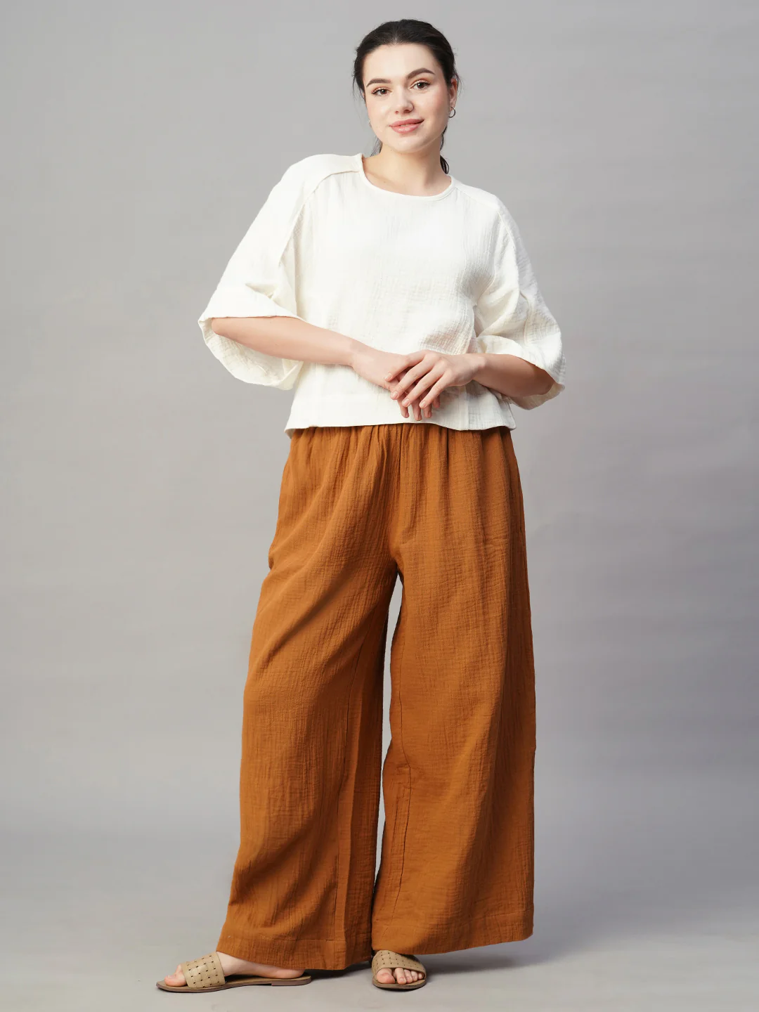 Women's Offwhite Cotton Boxy Fit Blouse - Image 2