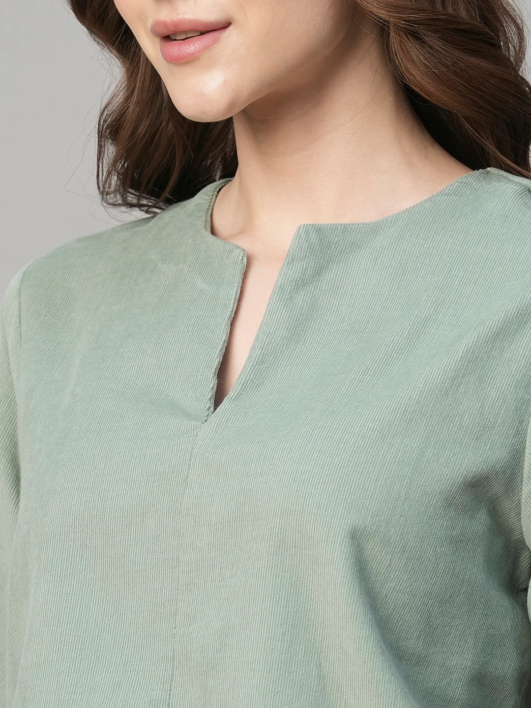 Women's Corduroy Mint 100% Cotton Regular Fit Blouse - Image 7