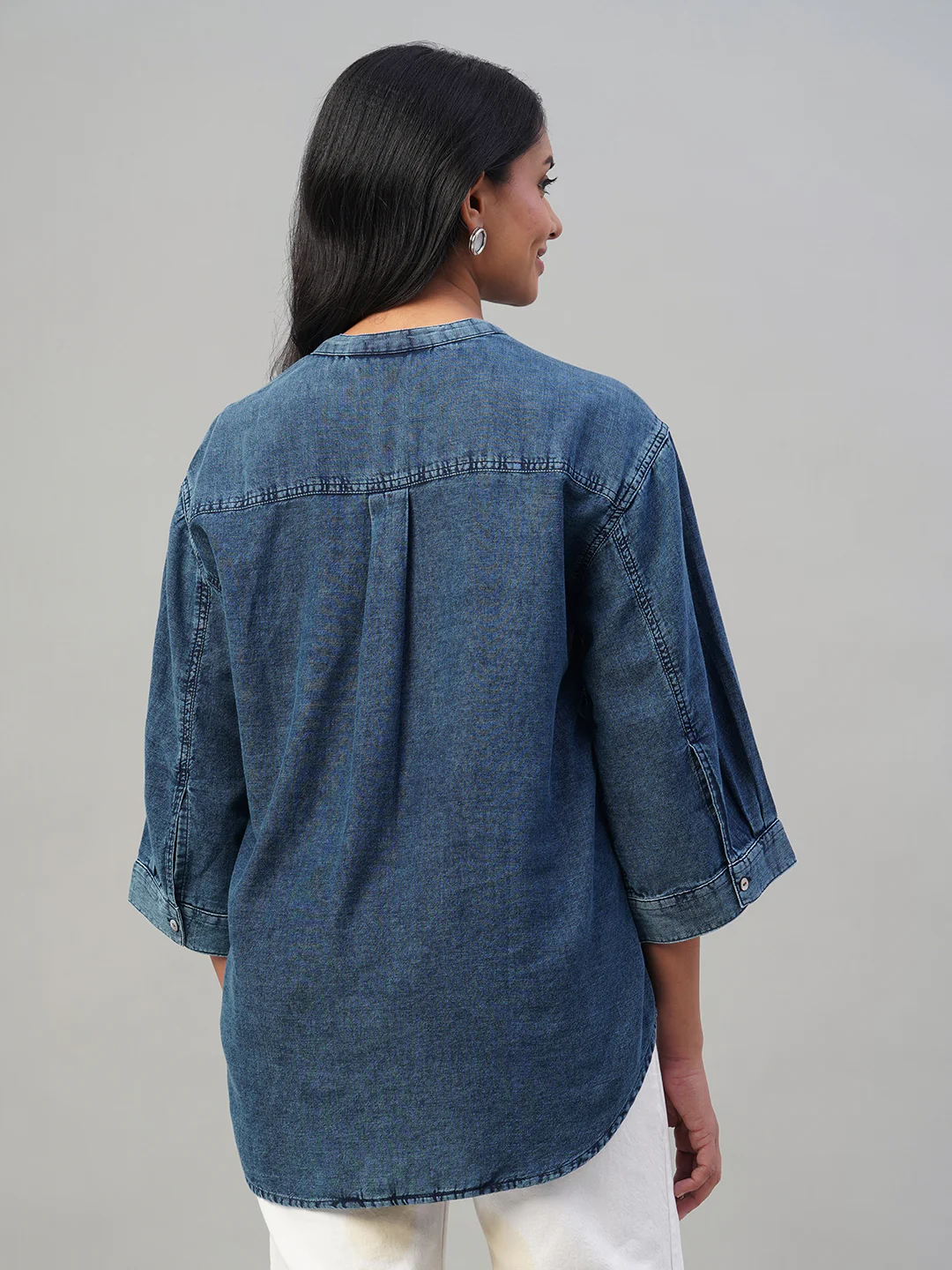 Women's Indigo 100% Cotton Regular Fit Blouse - Image 4