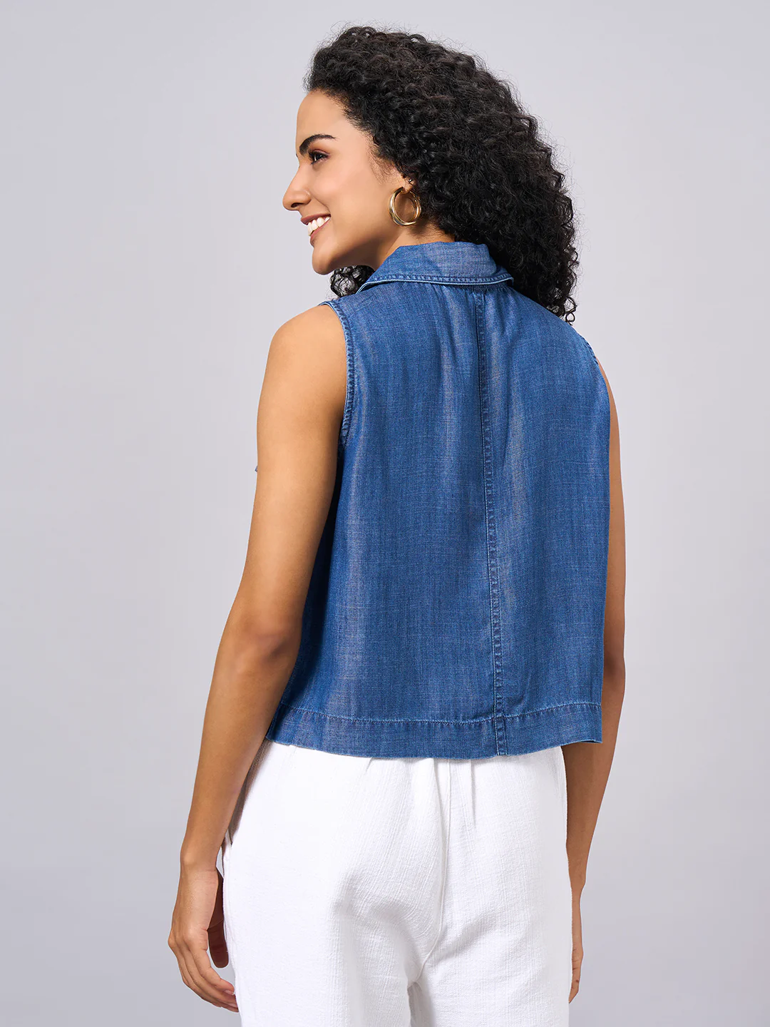 Women's Denim 100% Tencel Regular Fit Blouse - Image 4