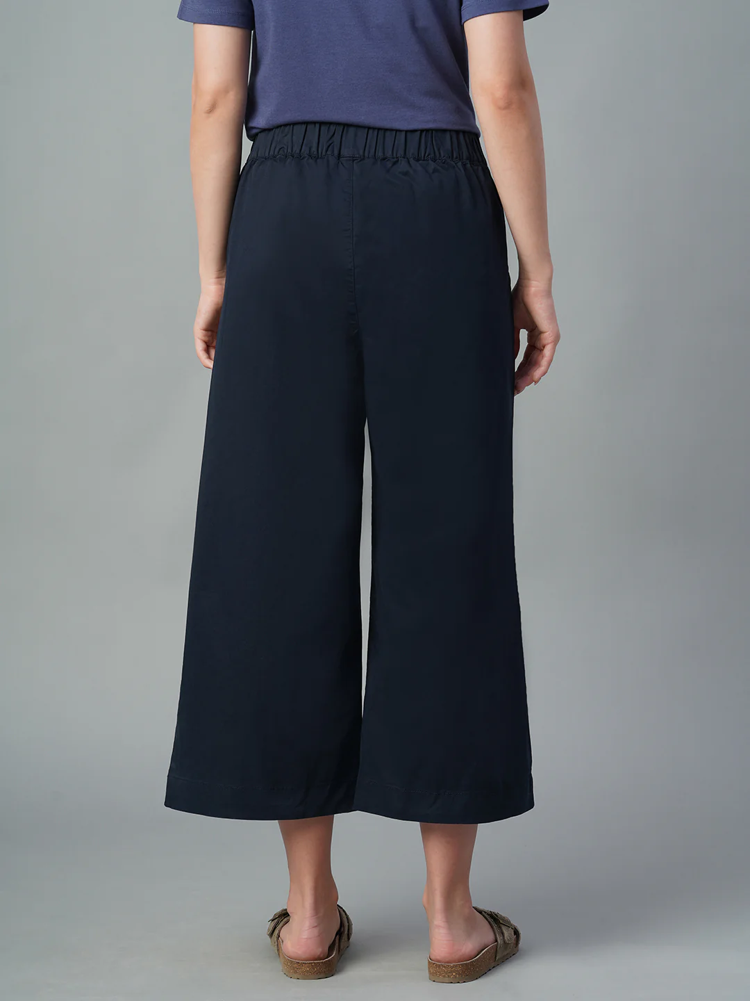 Women's Navy Cotton Lycra Regular Fit Culotte - Image 5