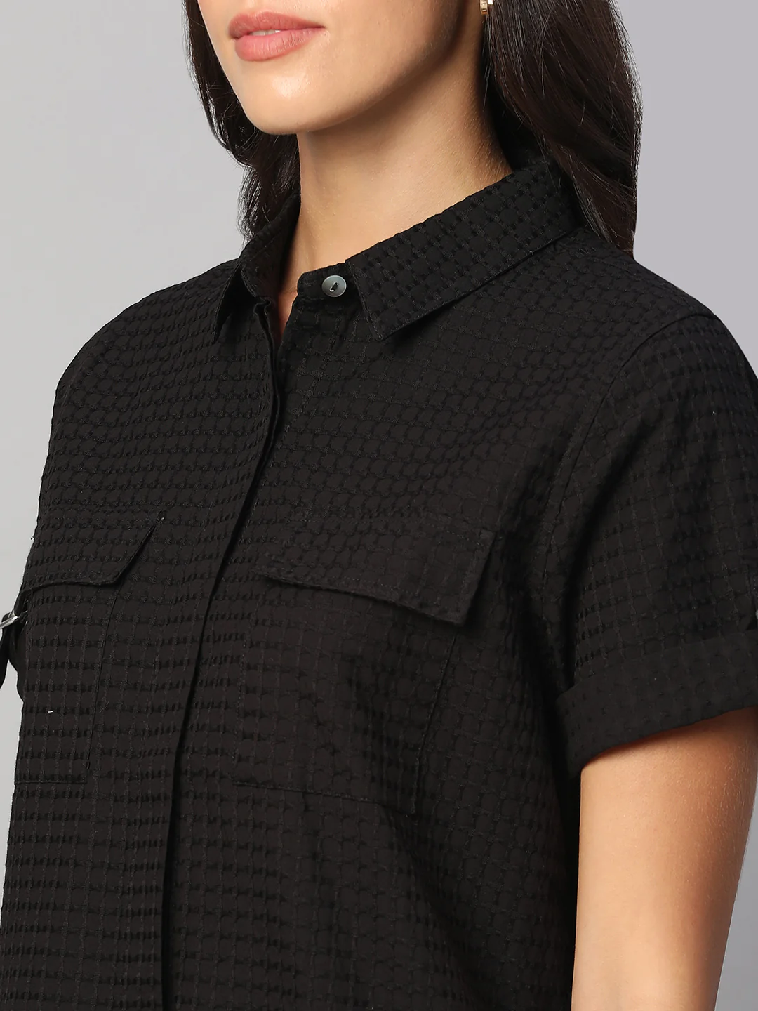 Women's Black 100% Cotton Regular Fit Dress - Image 7