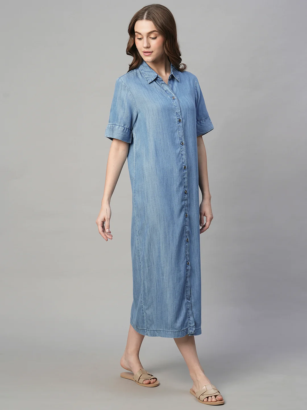 Women's Denim Tencel Regular Fit Dress - Image 4