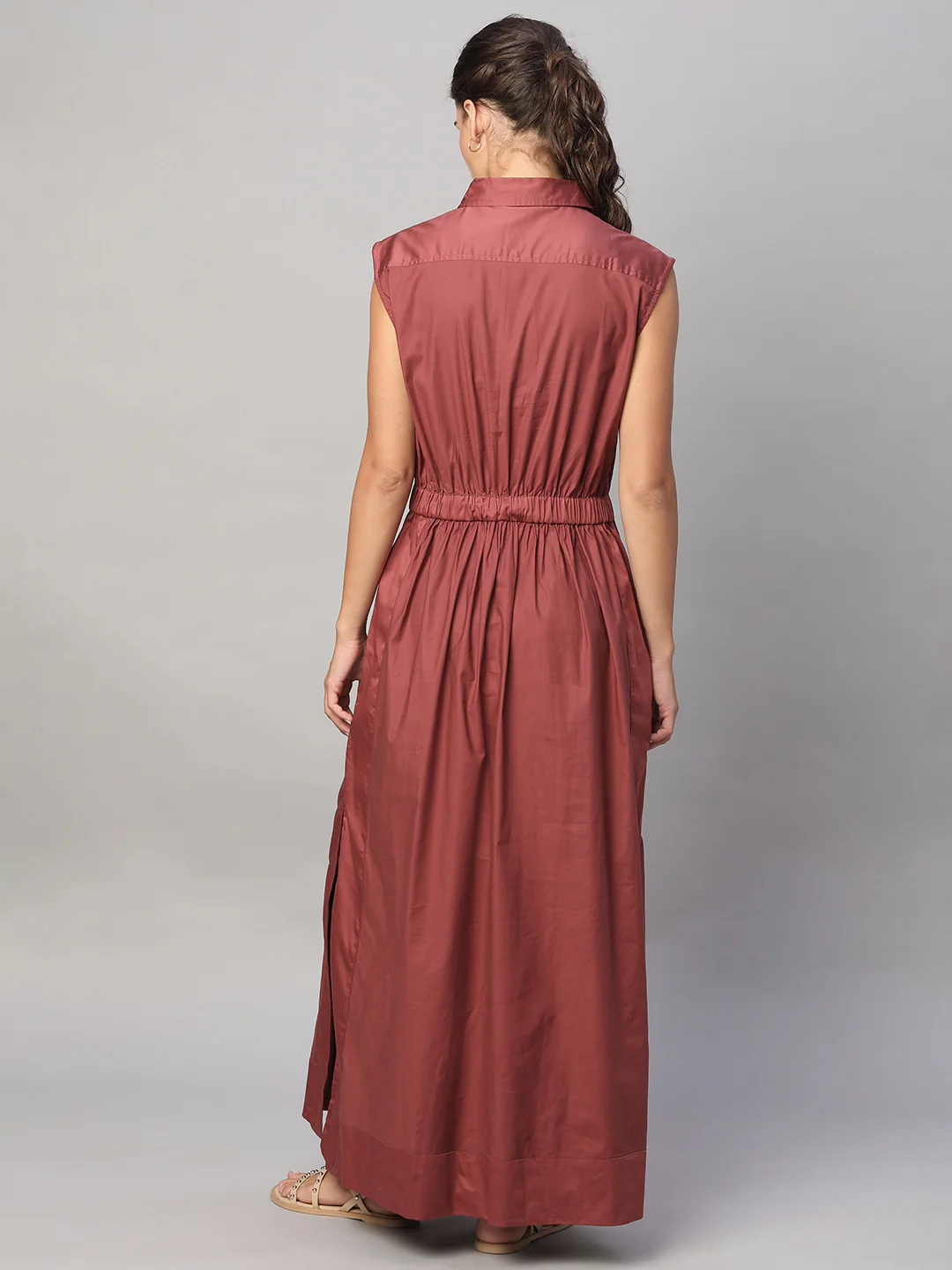 Women's Rust 100% Cotton Regular Fit Dress - Image 5