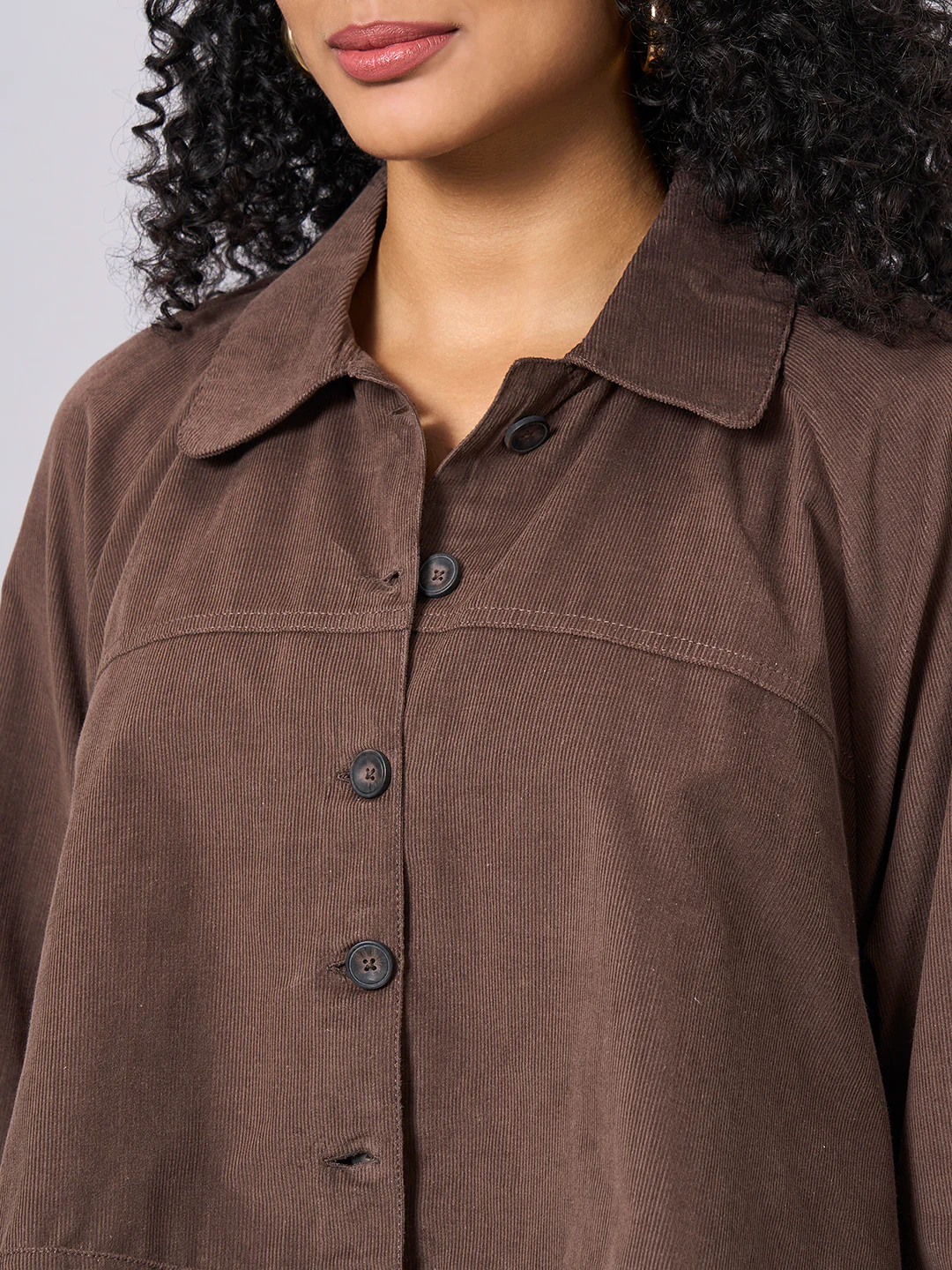 Women's Brown 100% Cotton Cape Style Jacket - Image 7