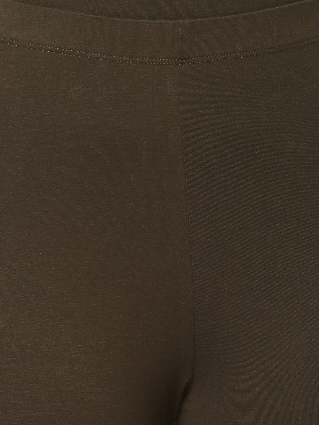 Women's Olive Cotton Elastane Slim Fit Knit Tights - Image 6