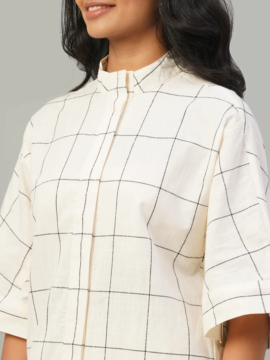 Women's Natural/Black 100% Cotton Boxy Fit Kurta - Image 7