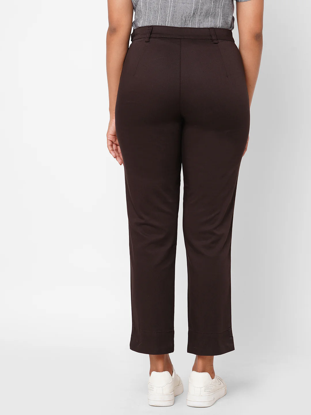 Women's Brown Cotton Lycra Regular Fit Pant - Image 4