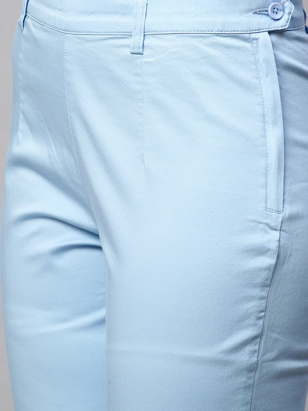 Women's Blue Cotton Lycra Regular Fit Pant - Image 6