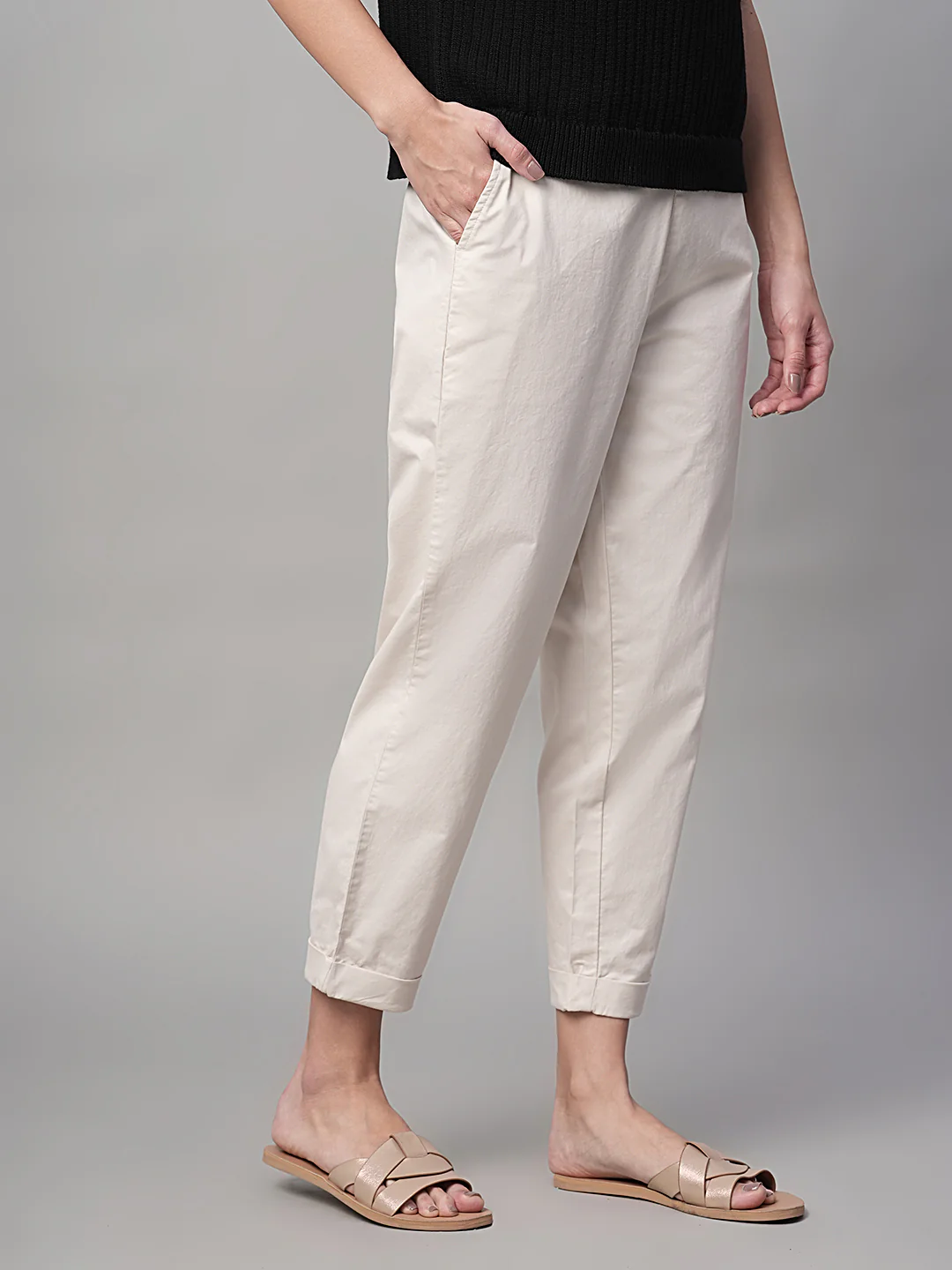 Women's Natural Cotton Lycra Regular Fit Pant - Image 4