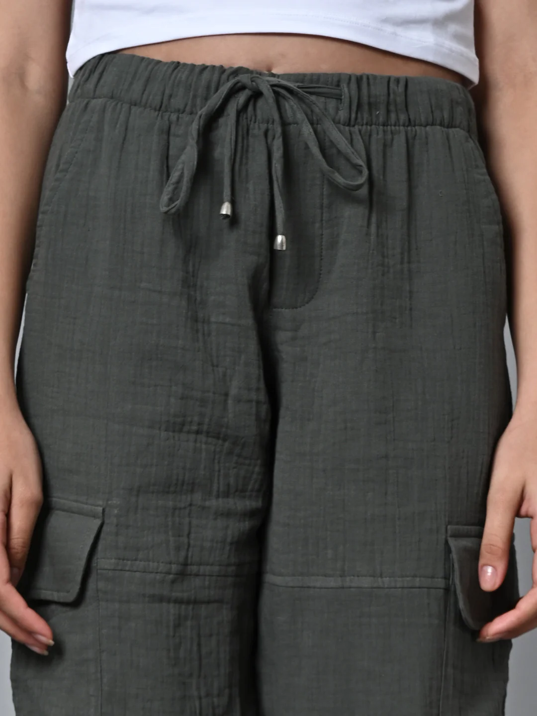 Women's Grey Cotton Jogger Pant - Image 6