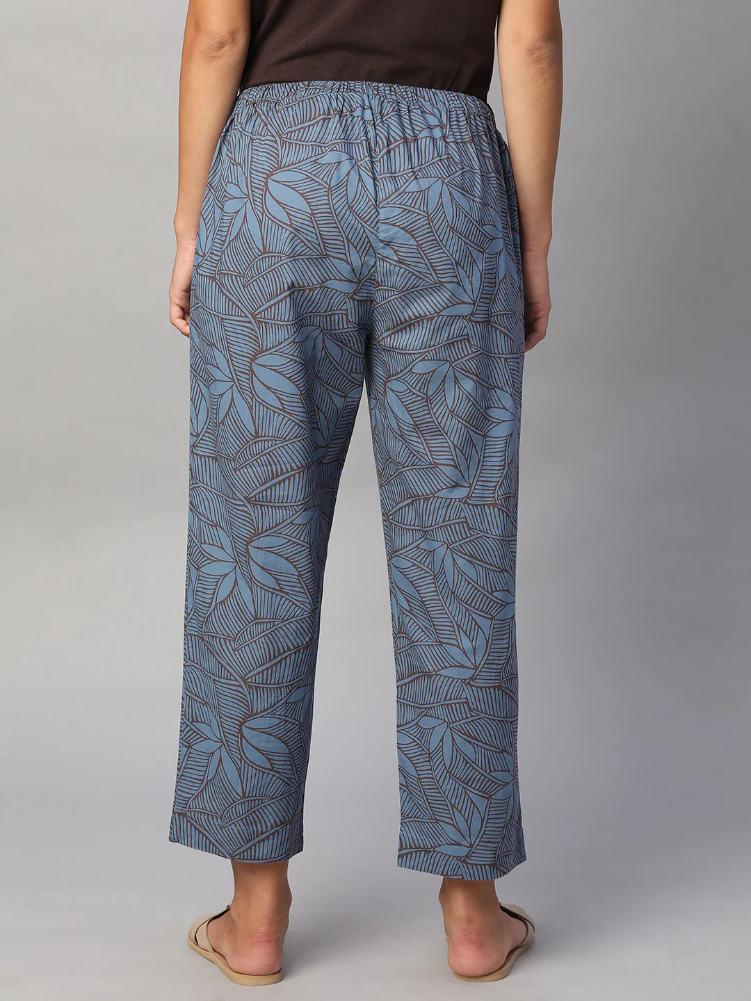 Women's Blue 100% Cotton Regular Fit Pant - Image 5