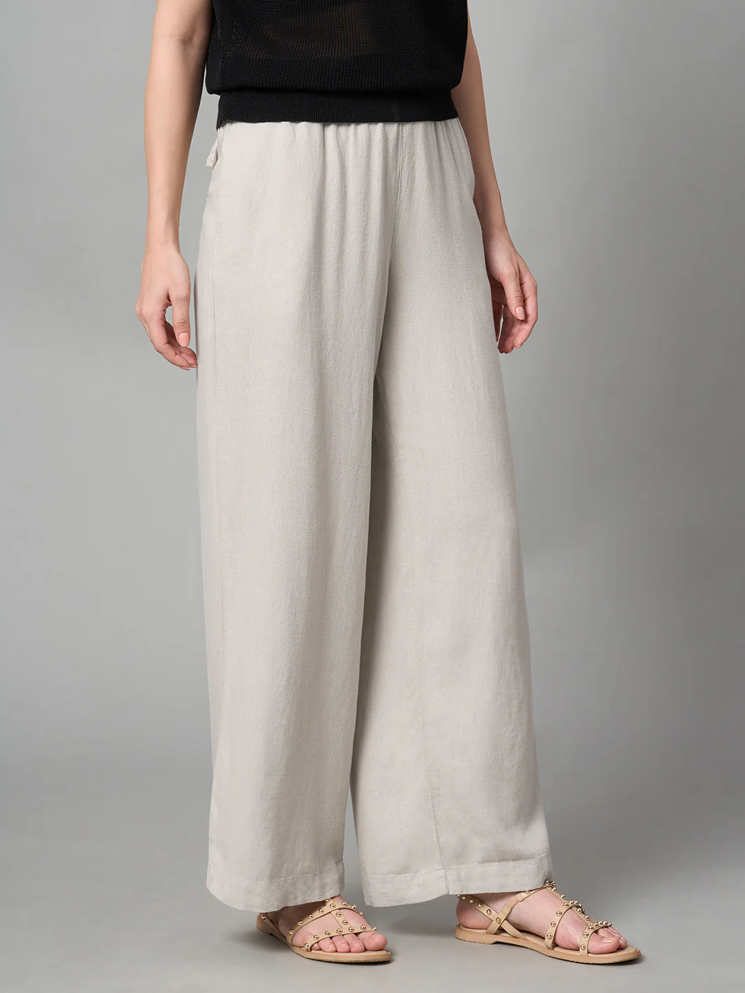 Women's Sand Linen Viscose Regular Fit Pant - Image 4
