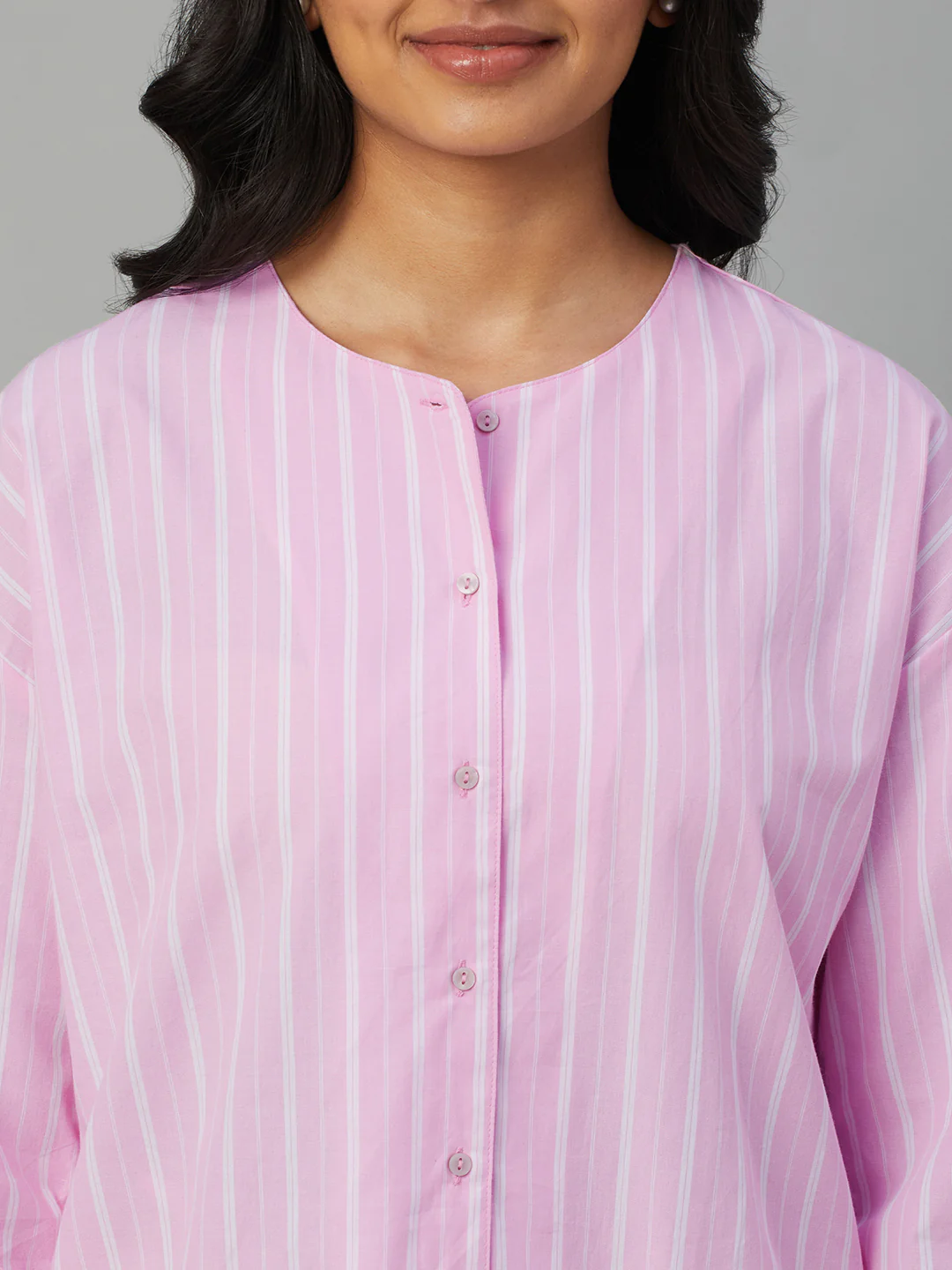 Women's Pink 100% Cotton Regular Fit Pyjama Suit - Image 6