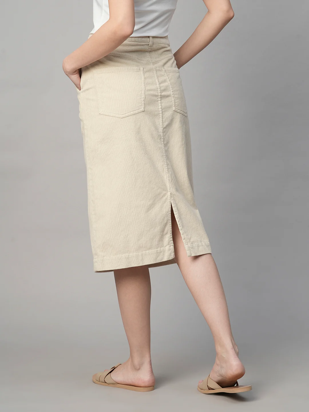 Women's Corduroy Natural 100% Cotton Regular Fit Skirt - Image 6
