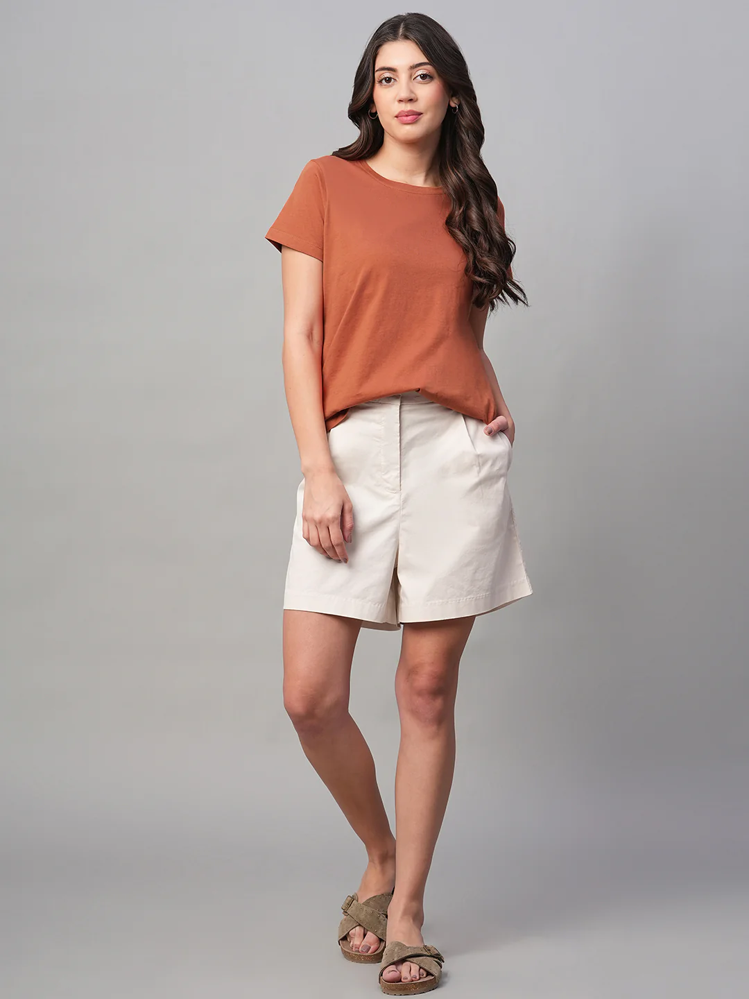 Women's Rust 100% Cotton Regular Fit Tshirt - Image 2