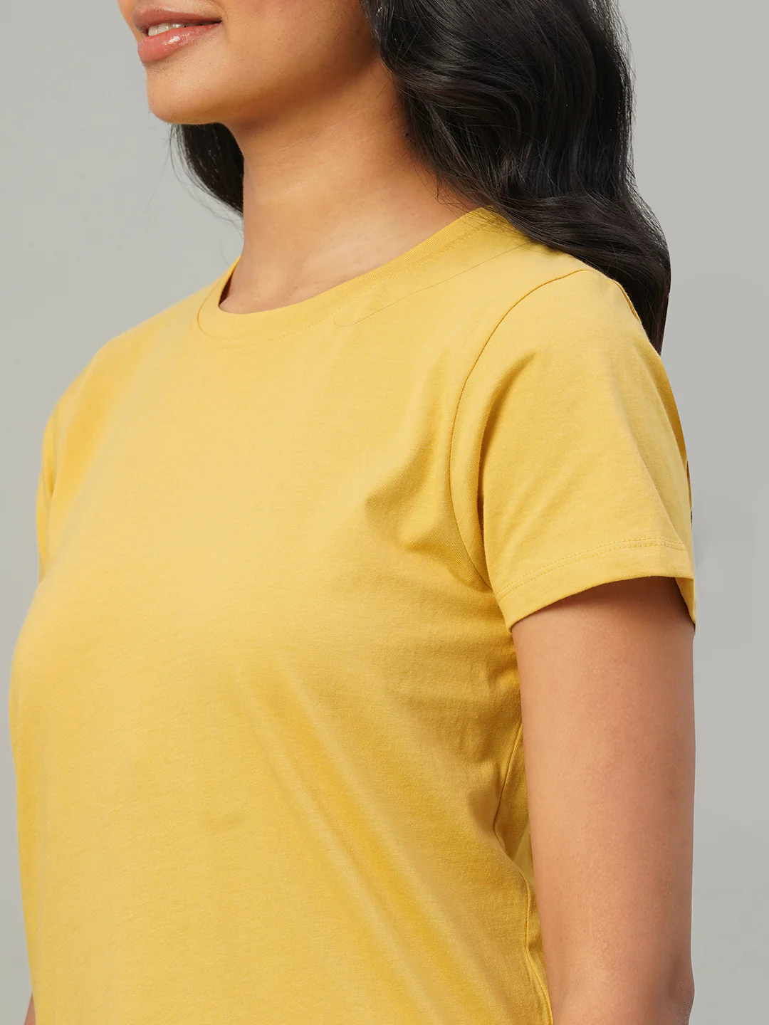 Women's Mustard 100% Cotton Slim Fit Tshirt - Image 7