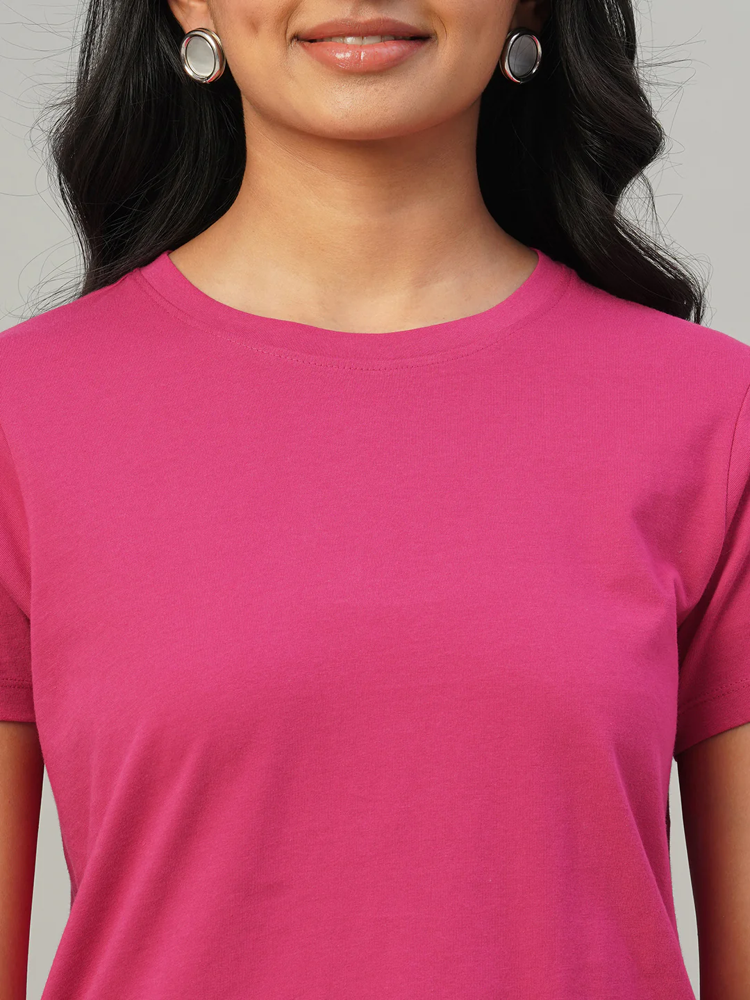 Women's Pink 100% Cotton Slim Fit Tshirt - Image 6