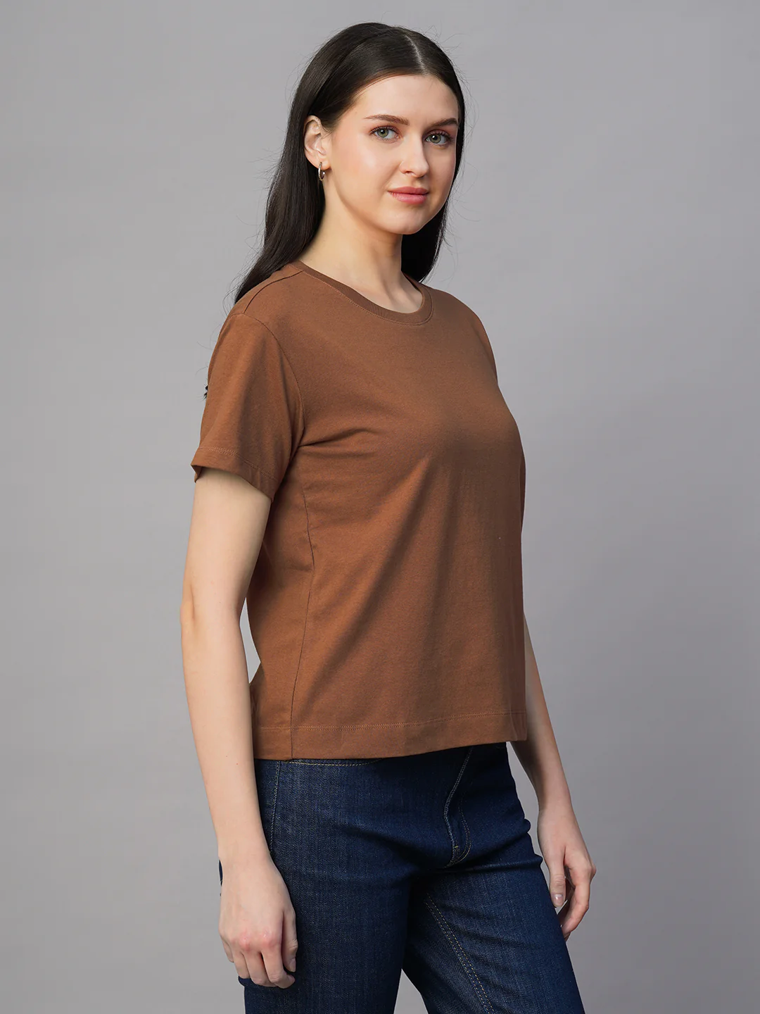 Women's Rust 100% Cotton Regular Fit Tshirt - Image 4
