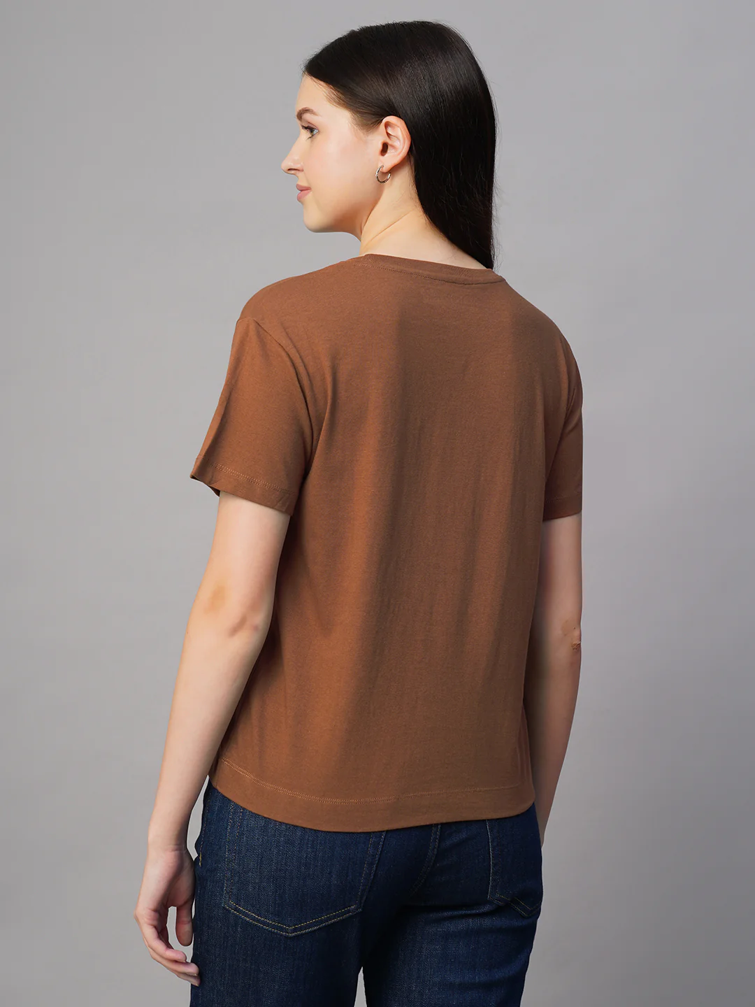 Women's Rust 100% Cotton Regular Fit Tshirt - Image 5