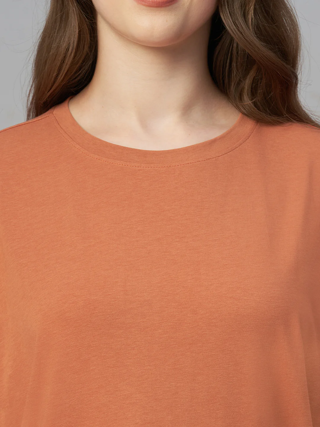 Women's Rust Cotton Bamboo Elastane Regular Fit Tshirt - Image 6
