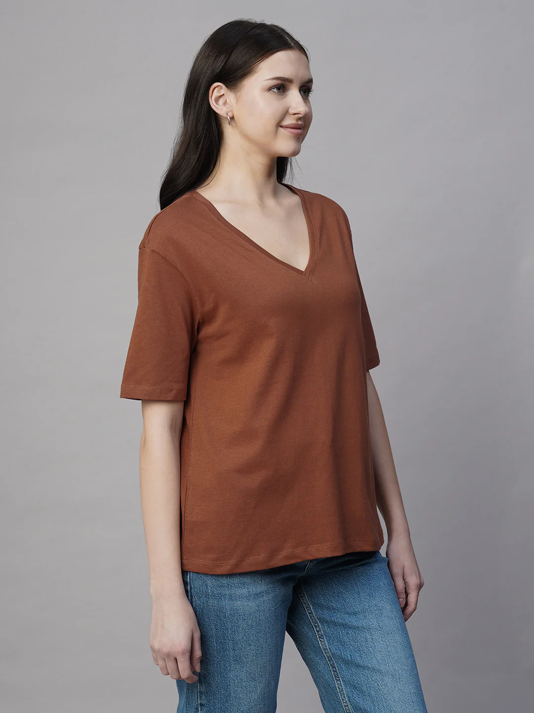 Women's Rust 100% Cotton Regular Fit Tshirt - Image 4