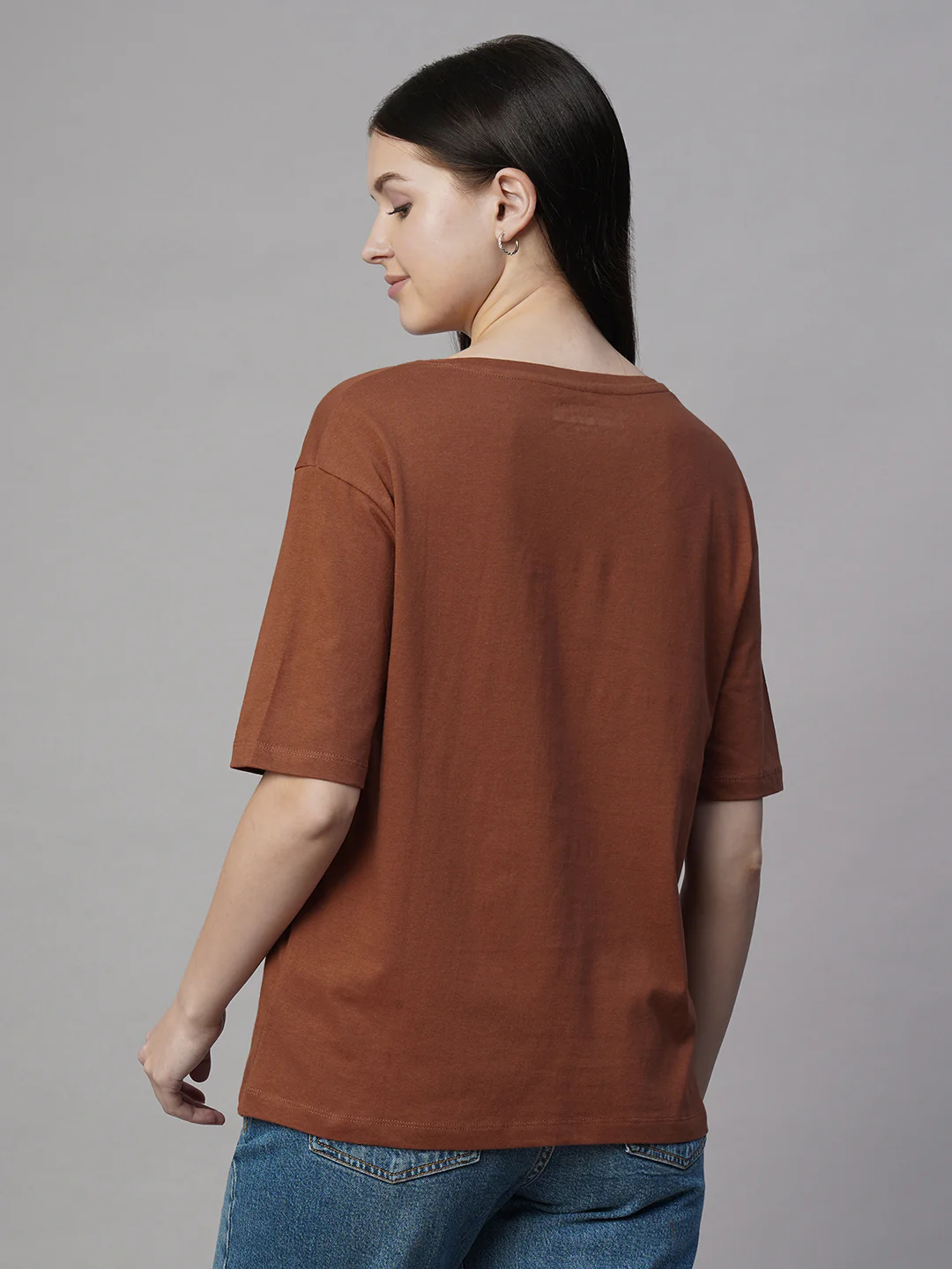 Women's Rust 100% Cotton Regular Fit Tshirt - Image 5