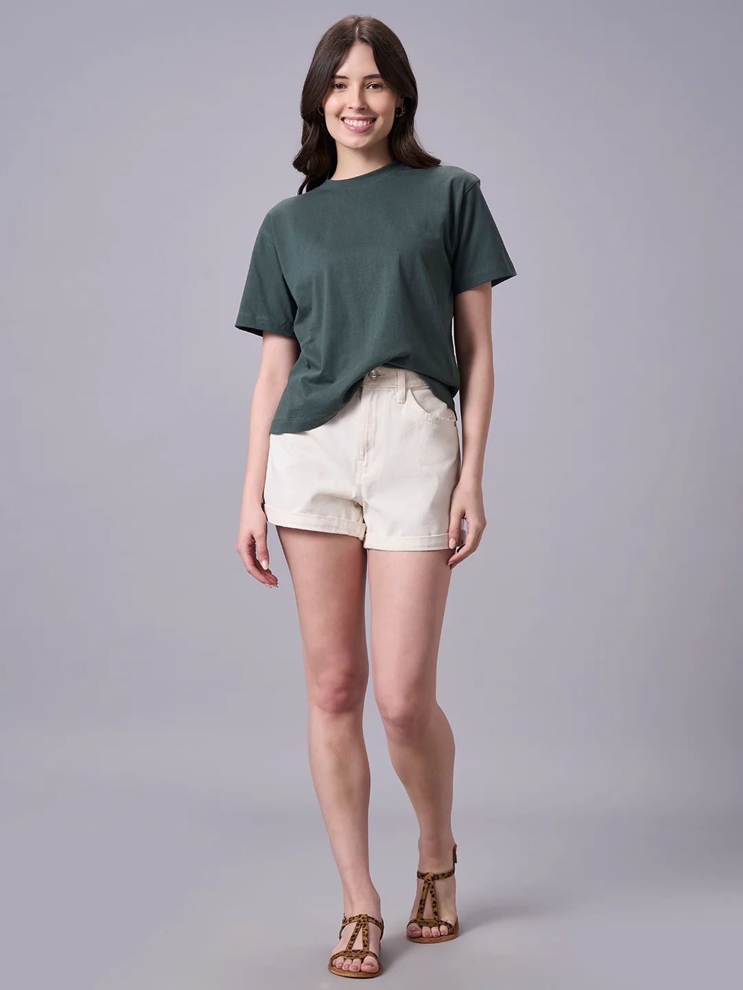Women's Olive 100% Organic Cotton Regular Fit Tshirt - Image 5