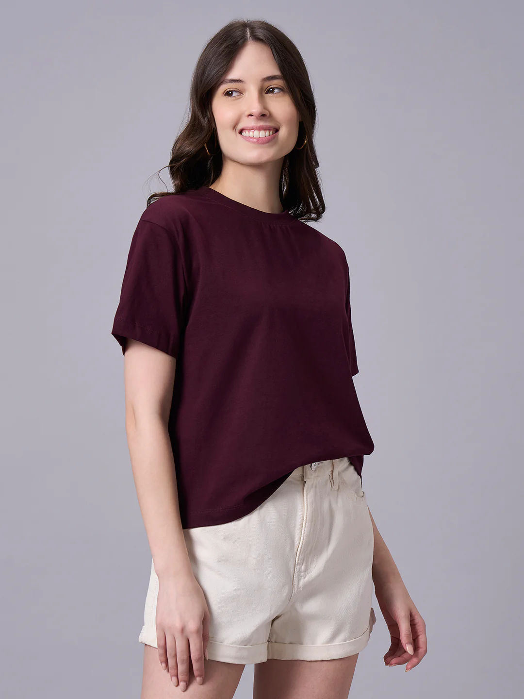 Women's Wine 100% Organic Cotton Regular Fit Tshirt - Image 3