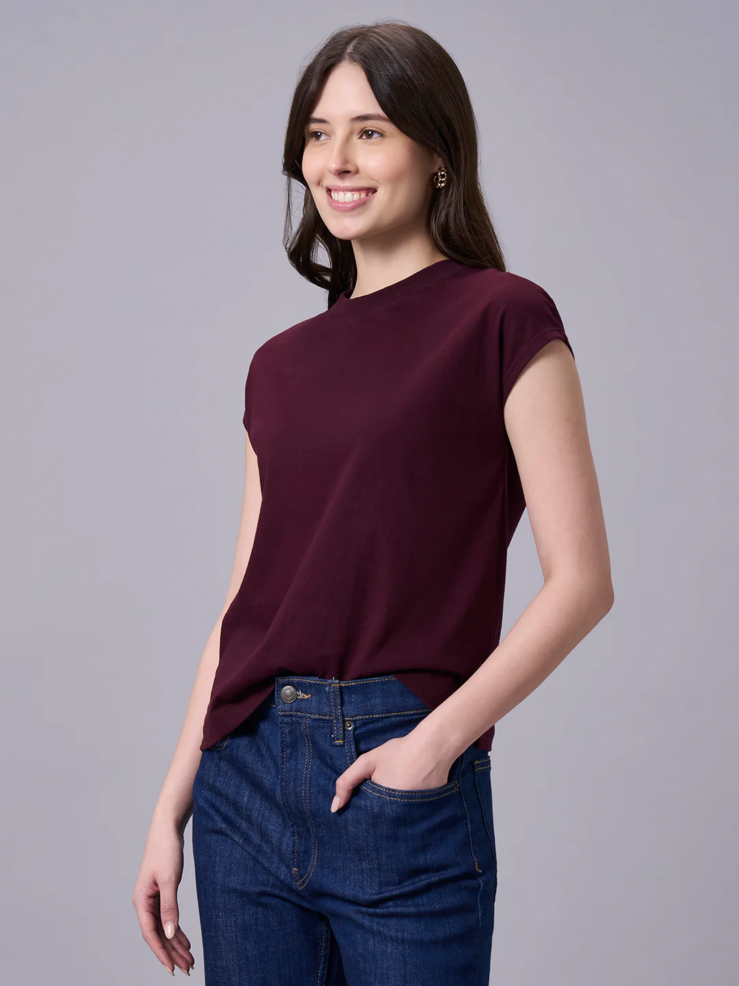 Women's Wine 100% Organic Cotton Regular Fit Tshirt - Image 2