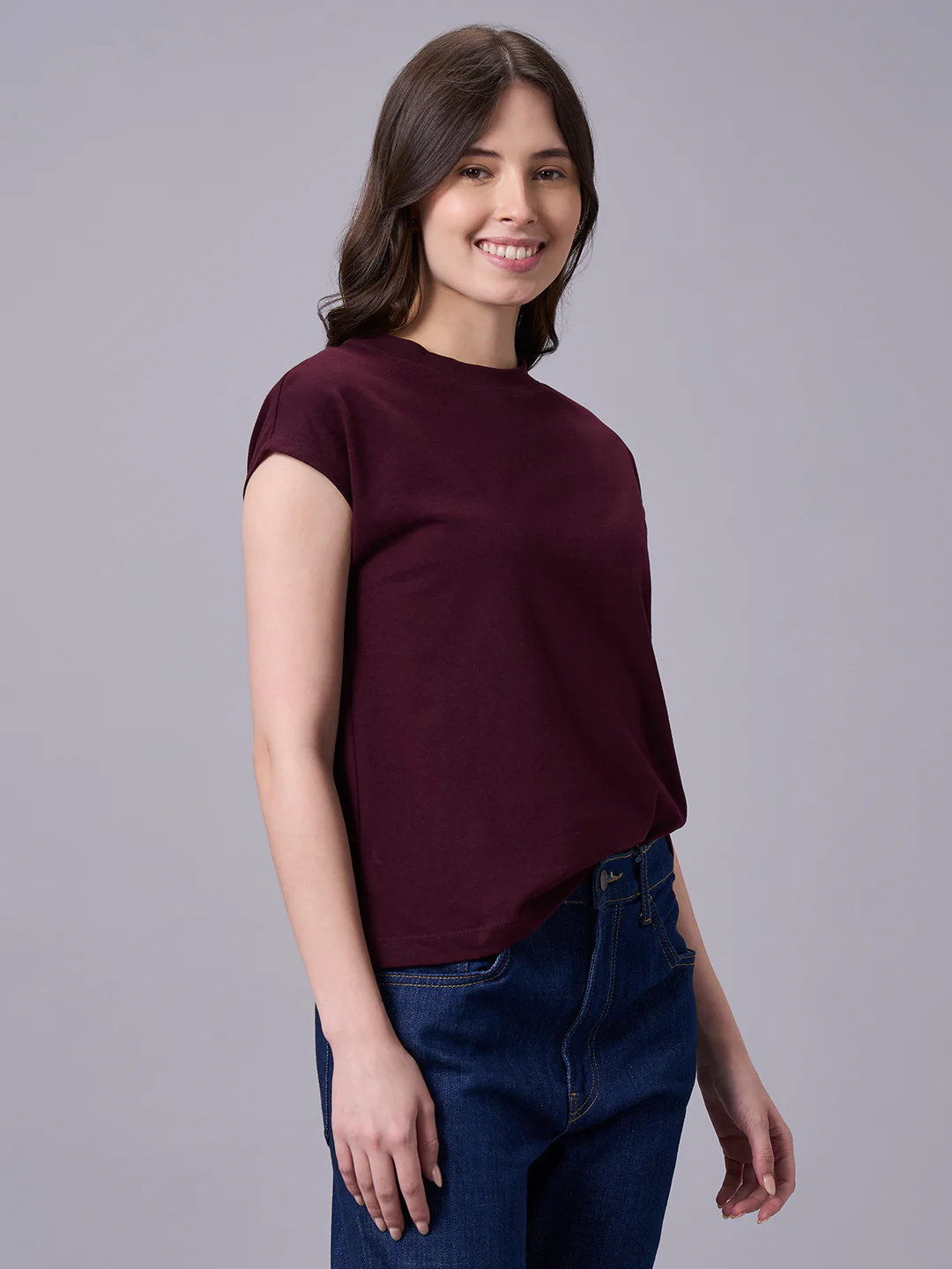 Women's Wine 100% Organic Cotton Regular Fit Tshirt - Image 3