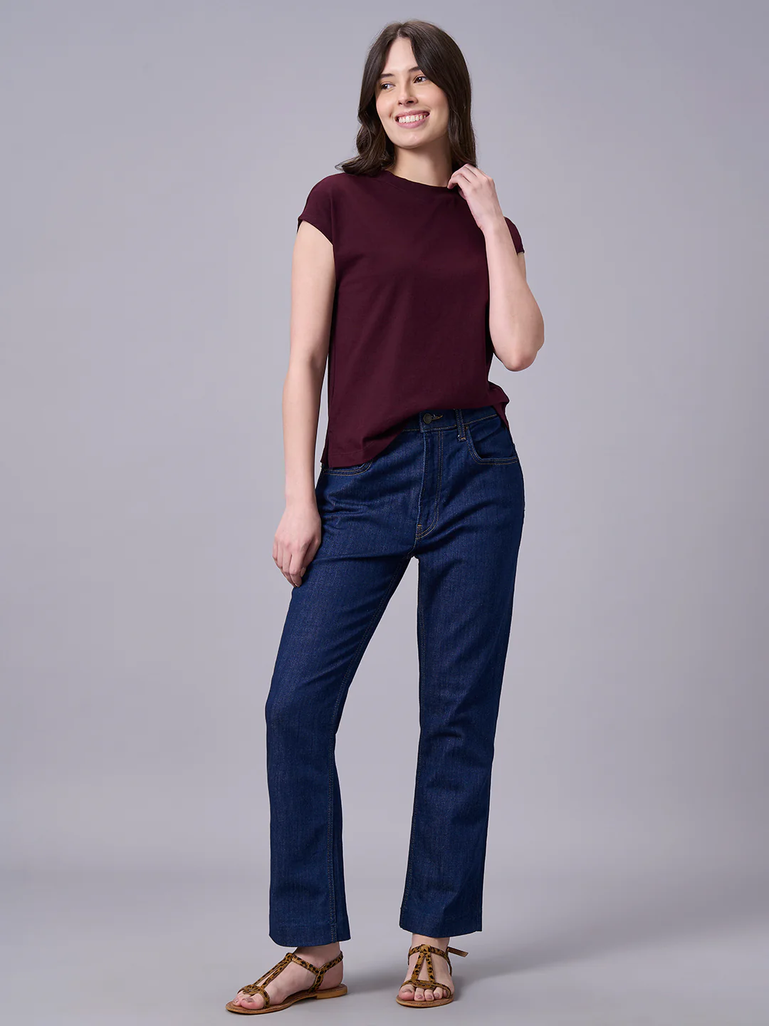 Women's Wine 100% Organic Cotton Regular Fit Tshirt - Image 5