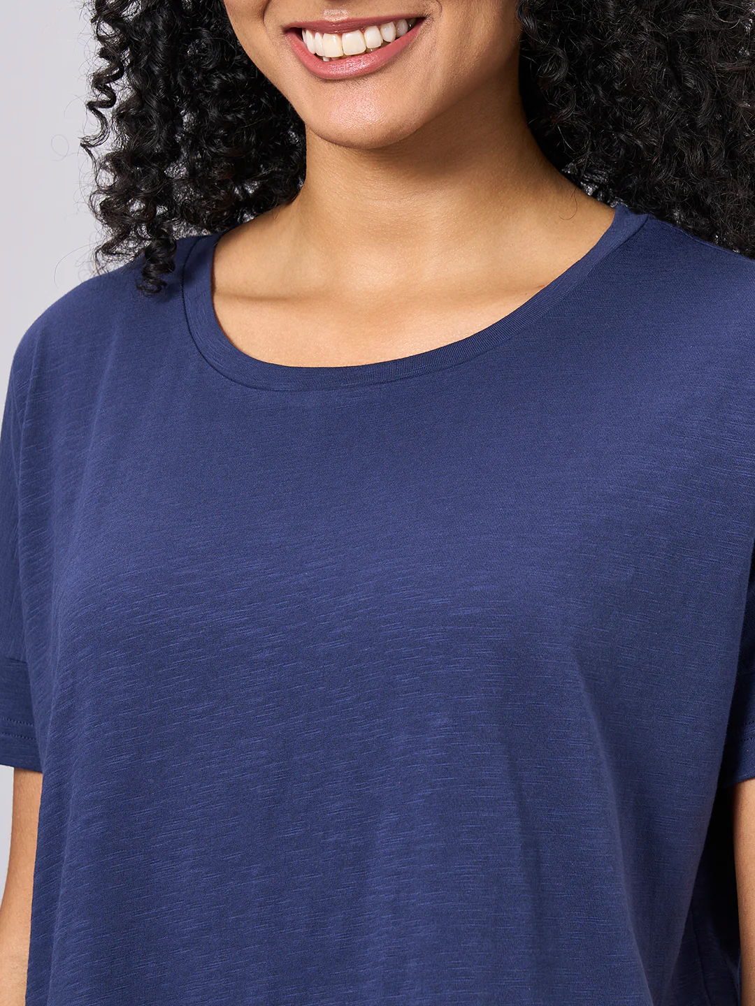 Women's Navy 100% Organic Cotton Regular Fit Tshirt - Image 7