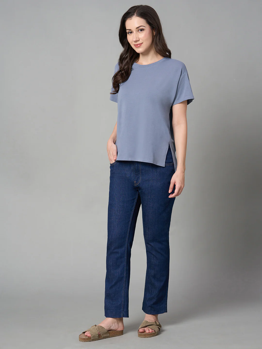 Women's Lavender Cotton Bamboo Elastane Loose Fit Tshirt - Image 5