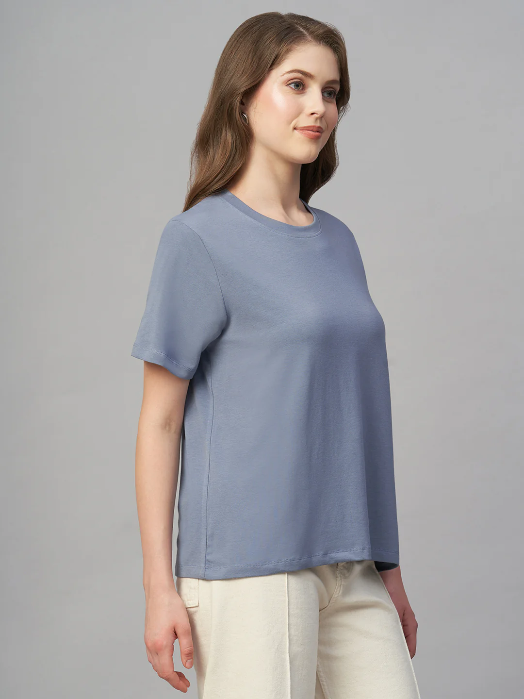 Women's Lavender Cotton Bamboo Elastane Regular Fit Tshirt - Image 3