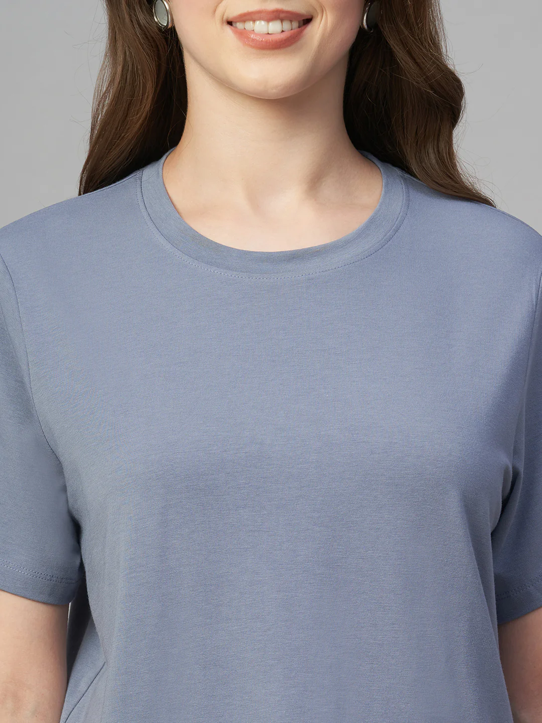 Women's Lavender Cotton Bamboo Elastane Regular Fit Tshirt - Image 6