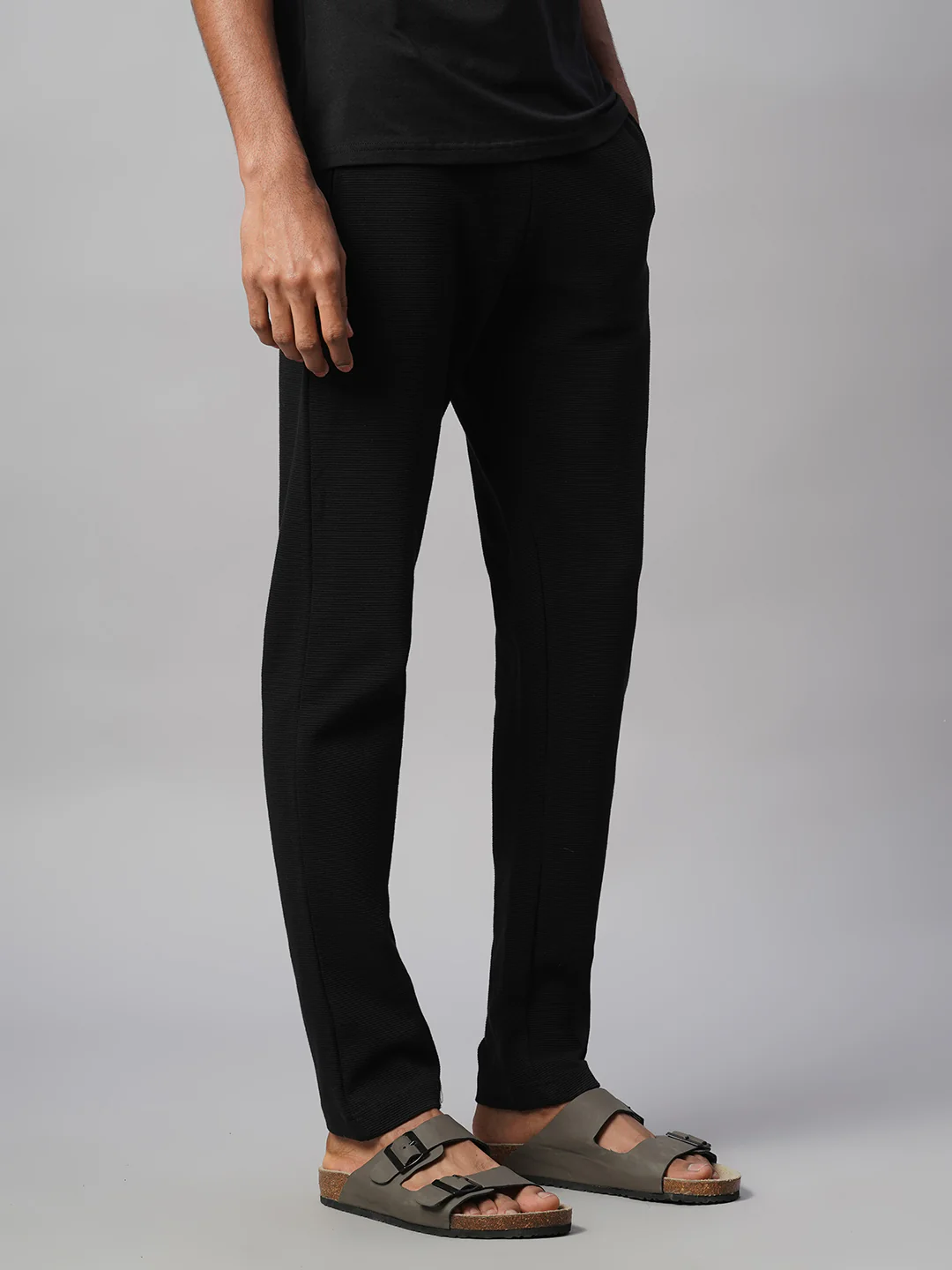 Men's Black 100% Cotton Regular Fit Knit pant - Image 5