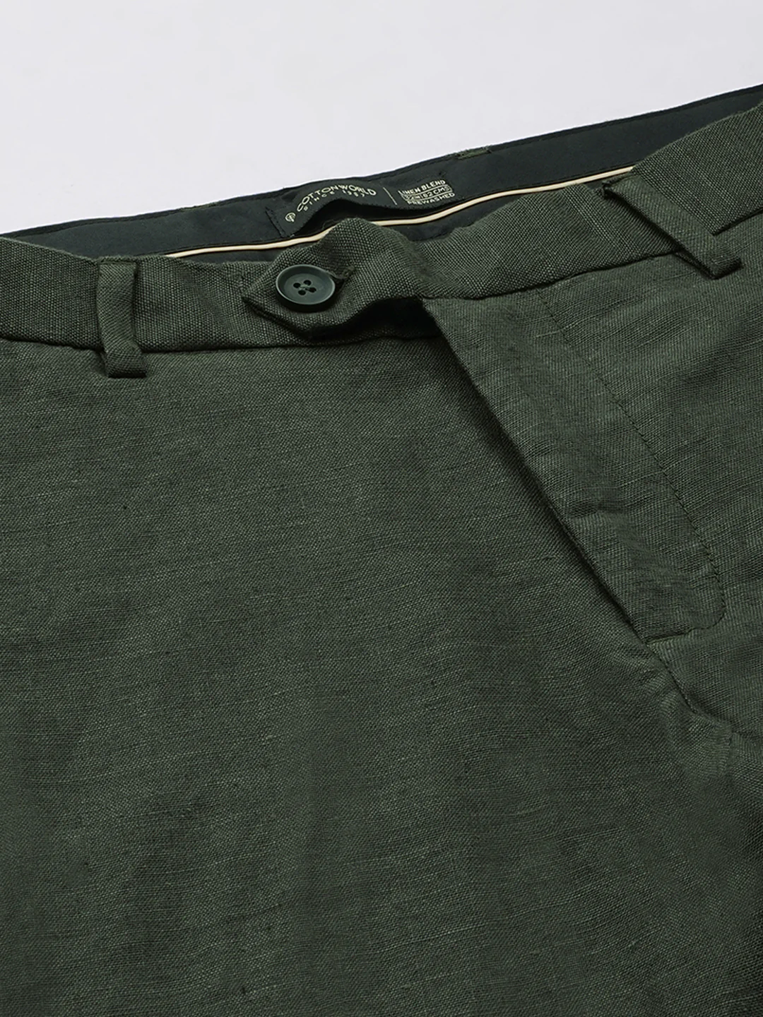 Men's Green Linen Excel Regular Fit Pant - Image 7