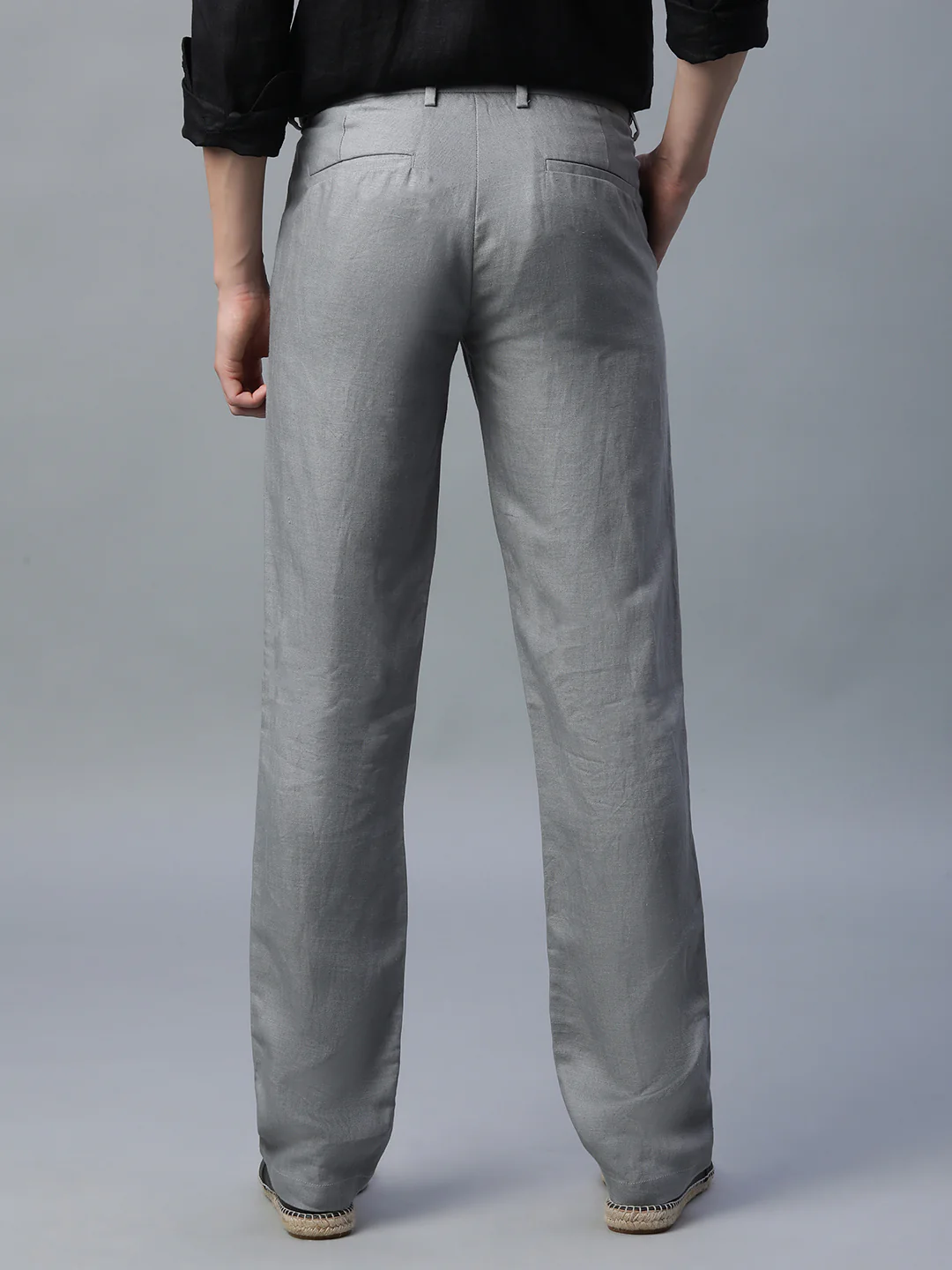 Men's Grey Linen Excel Regular Fit Pant - Image 5