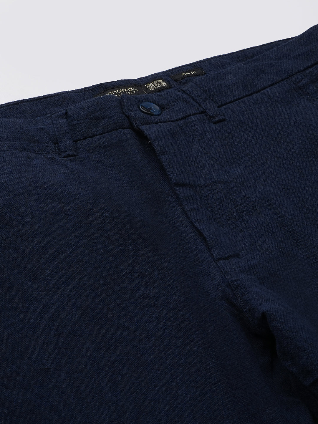 Men's Navy Cotton Linen Slim Fit Pant - Image 7