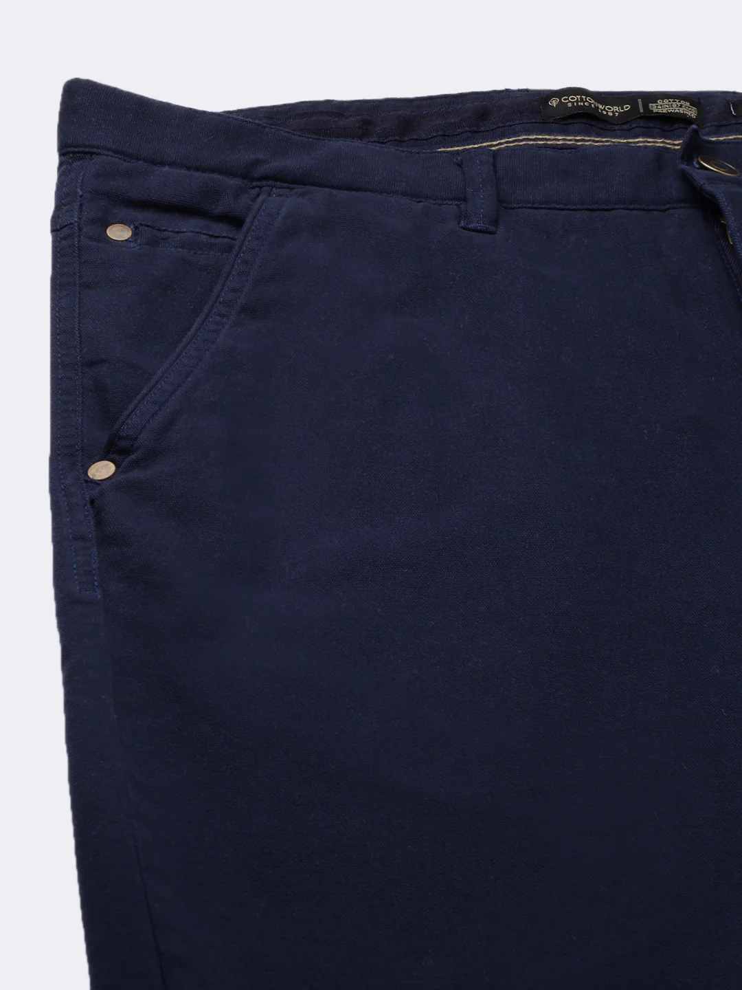 Men's Navy Cotton Lycra Slim Fit Pant - Image 7